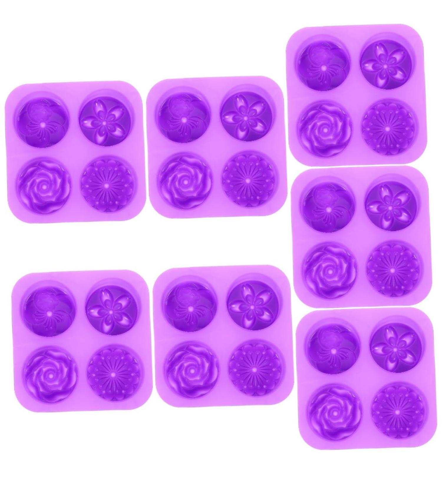 OUNONA Silcone Molds 7 Pcs Handmade Soap Mold Silicone Soap Cajas para Handmade Silicone Mould Silicone Tools Silicone Rose Mold Silicone 4- Hole Purple Silica Gel Chocolate Flower Model 3X16.6X16.6CMx7pcs - Buy Online on GoSupps.com