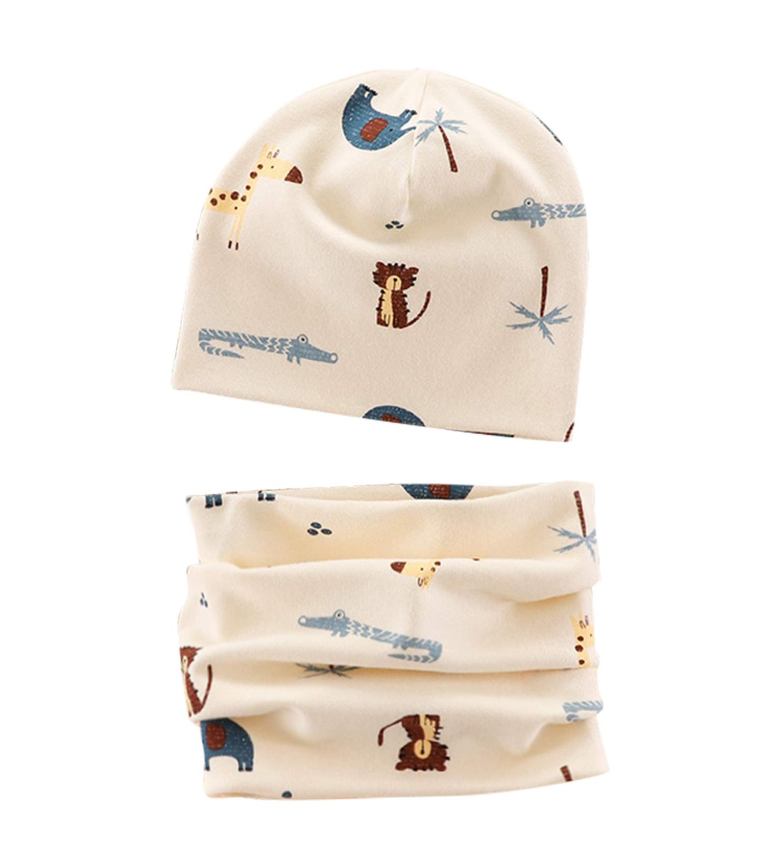 VUCDXOP Baby Cotton Hat Scarf Set - Beanie Hat + Tube Scarf for Boys and Girls | Color#5, Size M | Autumn Winter Soft Cotton | Ages 7 Months-2 Years - Buy Online on GoSupps.com