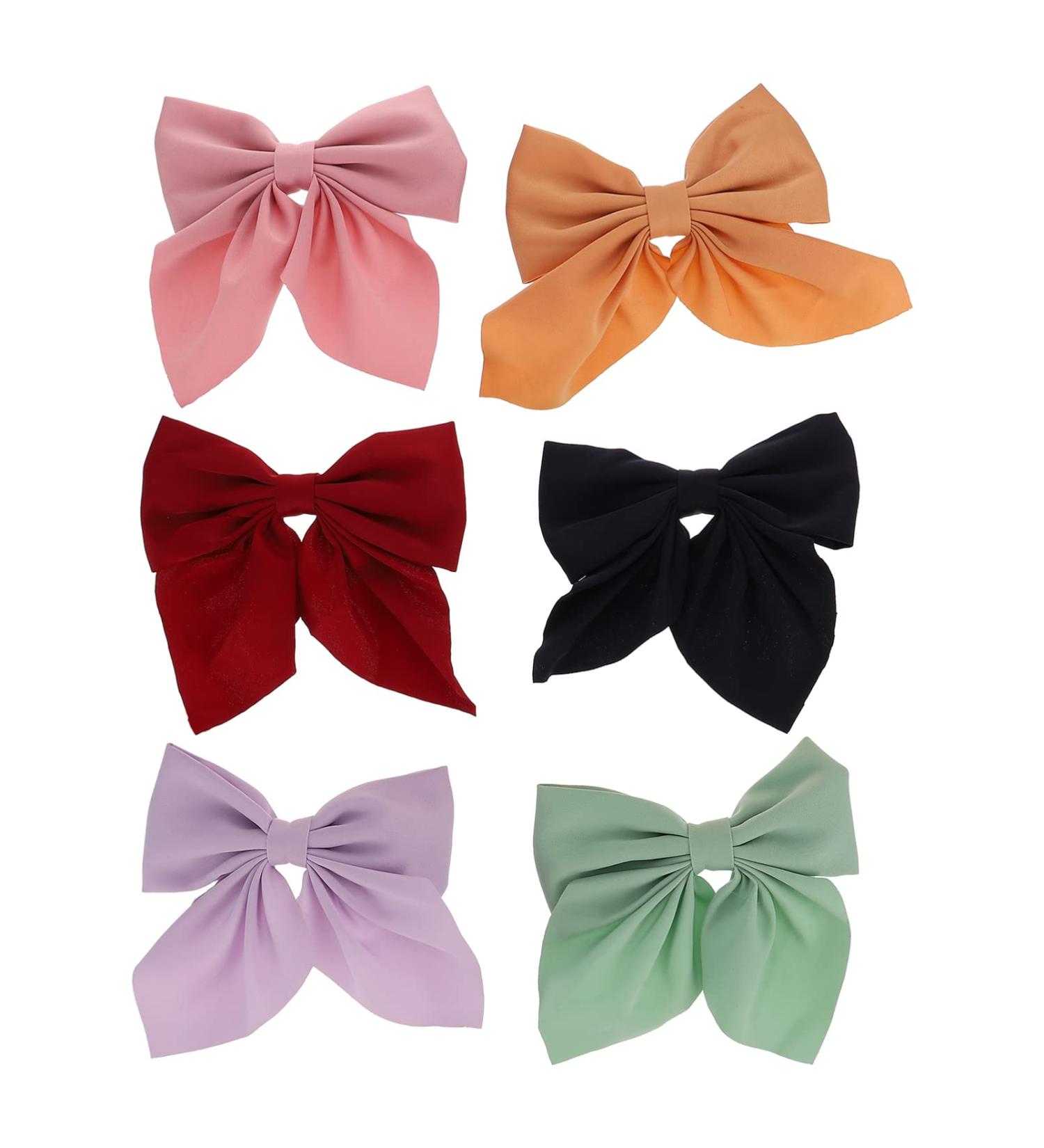 KALLORY 6 Pieces Big Satin Bow Hair Clip Ribbon Bowknot Barrettes Vintage Bow Alligator Clips for Girls - Buy Online on GoSupps.com