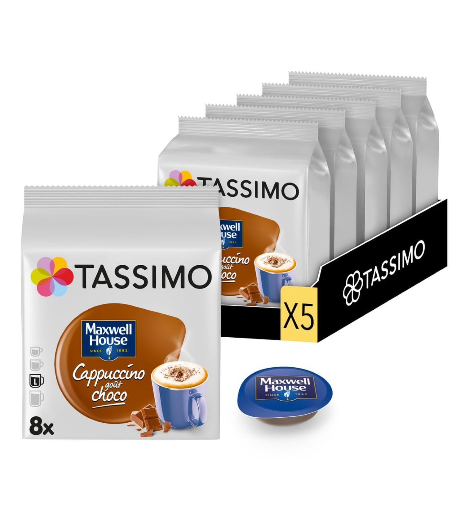Tassimo 40 Dosettes Cappuccino go t Choco Maxwell House Compatibles avec les machines TASSIMO 40 Cappuccino go t choco G n reux et Gourmand 5 packs de 8 dosettes Unique MAXWELL HOUSE Cappuccino go t choco 1 unit (Lot de 40)