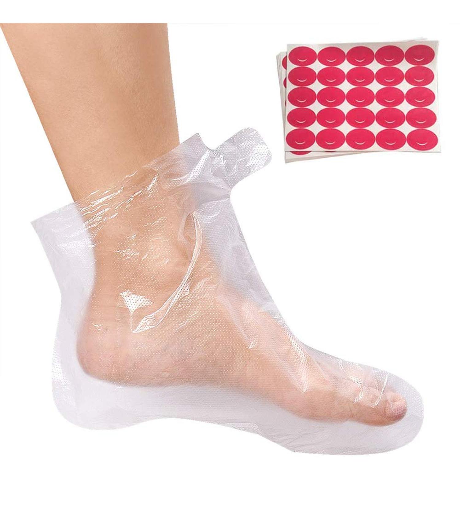 100pcs Clear Plastic Paraffin Bath Liners for Foot Spa Wax Treatment - Disposable Booties for Pedicure, Hot Spa, and Foot Covers - Buy Online on GoSupps.com