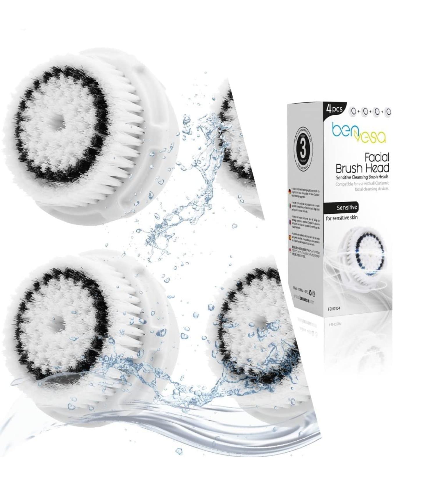 Benvesa Sensitive Replacement Facial Cleansing Brush Head 4 Pack (BSE-4) - Gentle and Effective Skincare Solution - Buy Online on GoSupps.com