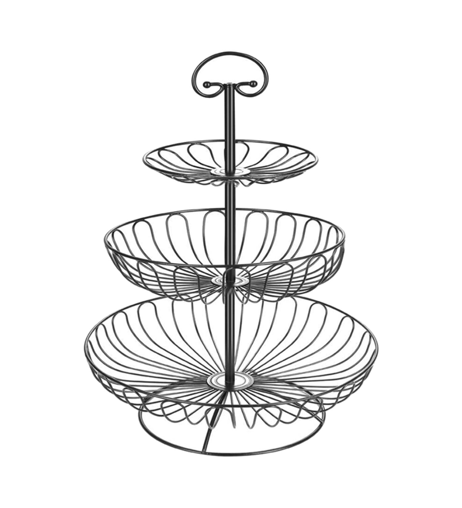 Fruit Basket Bowl 3 Layers Wire Basket Stand Kitchen Countertop Organizer Fruit Vegetable Bowl Fruit Basket Fruit Bowls (Color : Black) - Buy Online on GoSupps.com