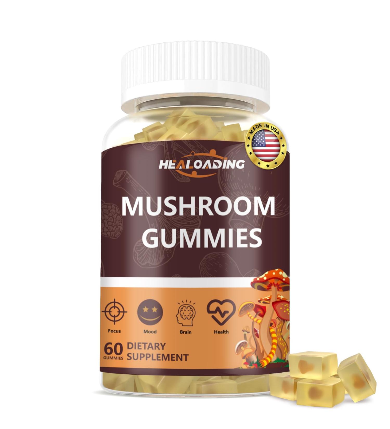 Mushroom Gummies: 10 Functional Mushrooms in One - Lion's Mane, Reishi, chagaCordyceps & More - Natural Focus & Energy Support- Vegan, Non-GMO-60 Gummies - Buy Online on GoSupps.com
