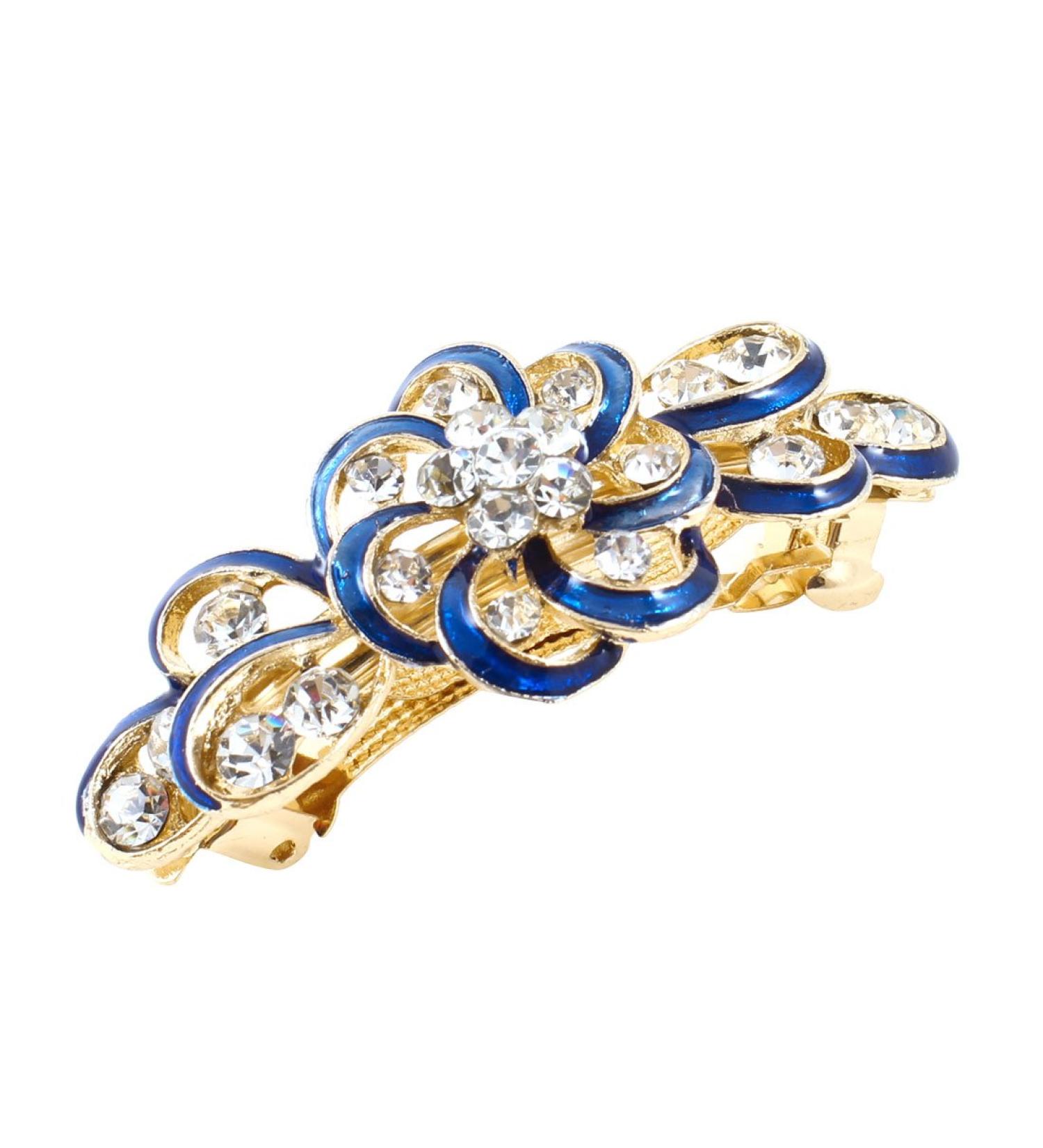 uxcell Woman Gold Tone Metal Blue Plastic Rhinestone Hairpin French Hair Clip Barrette - Buy Online on GoSupps.com
