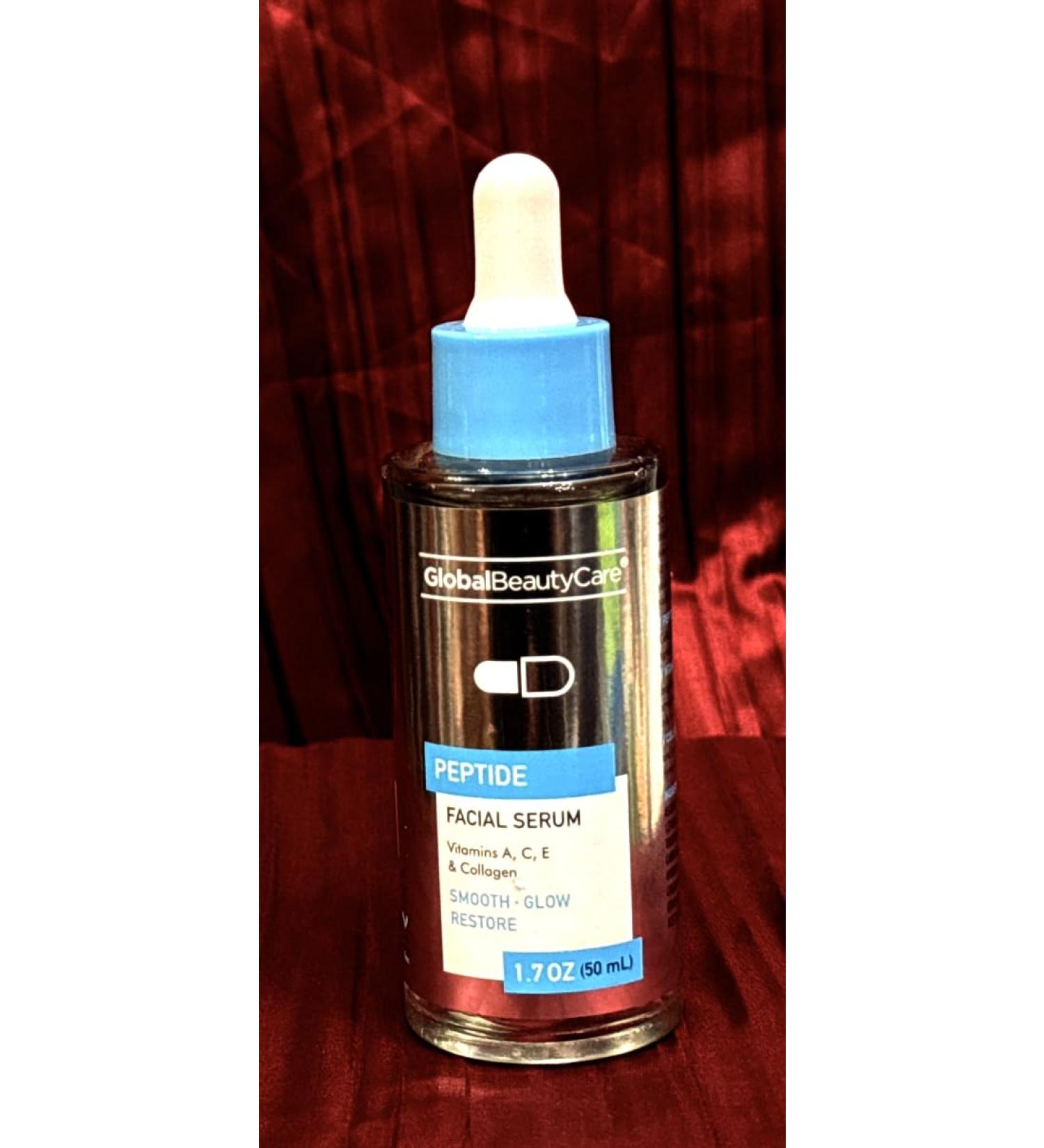 Peptide Facial Serum with Vitamins A C E and Collagen for Smooth Glow Restore 1.7 oz Unscented