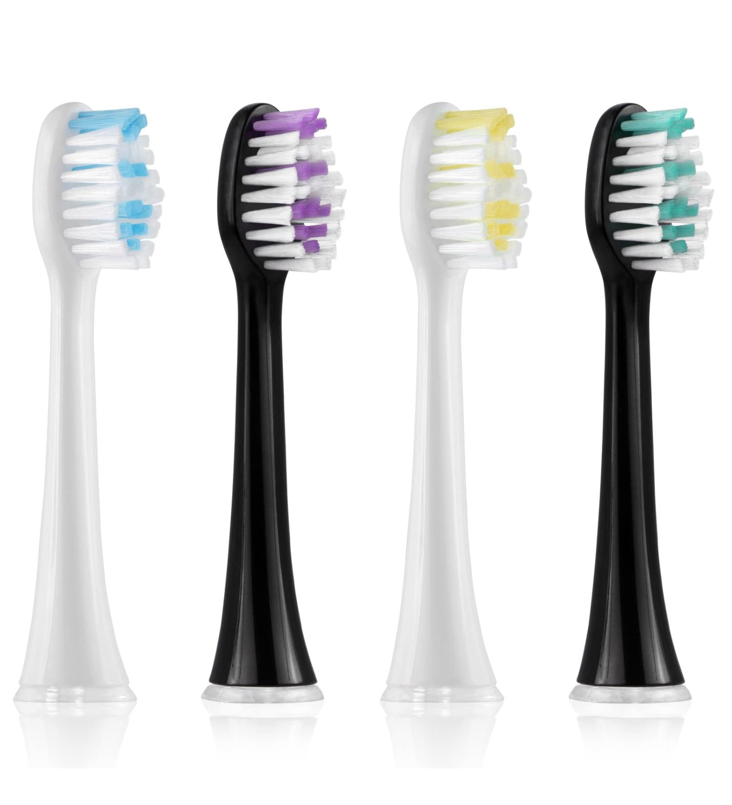 Callysonic Replacement Toothbrush Heads | Compatible with H31/H49 | Standard Plug-in Brushes - 4 Black/White Set | International Shipping Available - Buy Online on GoSupps.com