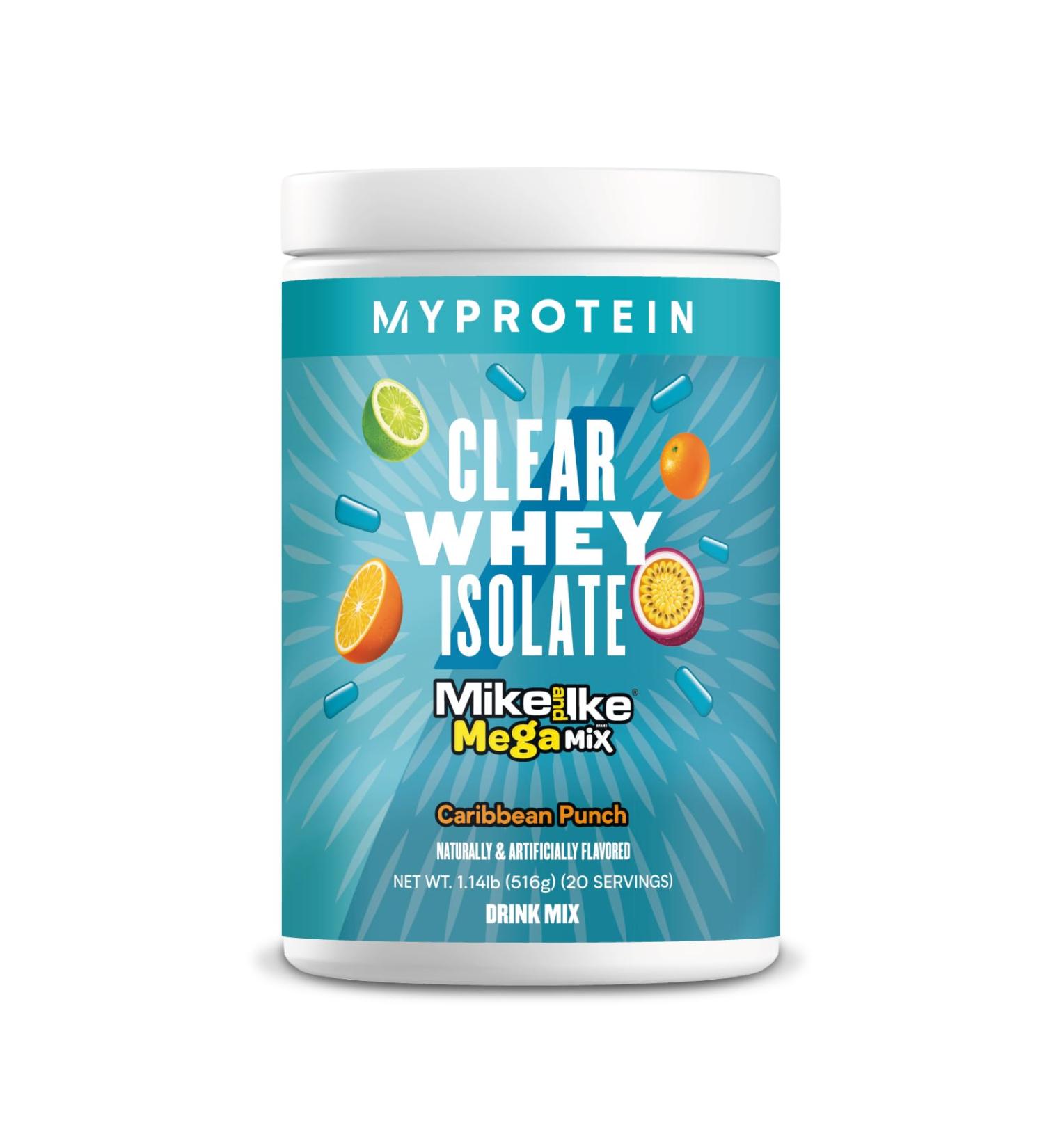Myprotein Clear Whey Isolate Protein Powder 20 Servings (1.1lbs) Fruity Mike and IKE Caribbean Punch Drink Mix 20g Protein per Serving Daily Drink for Superior Performance Caribbean Punch 1.1 Pound (Pack of 1) - Buy Online on GoSupps.com