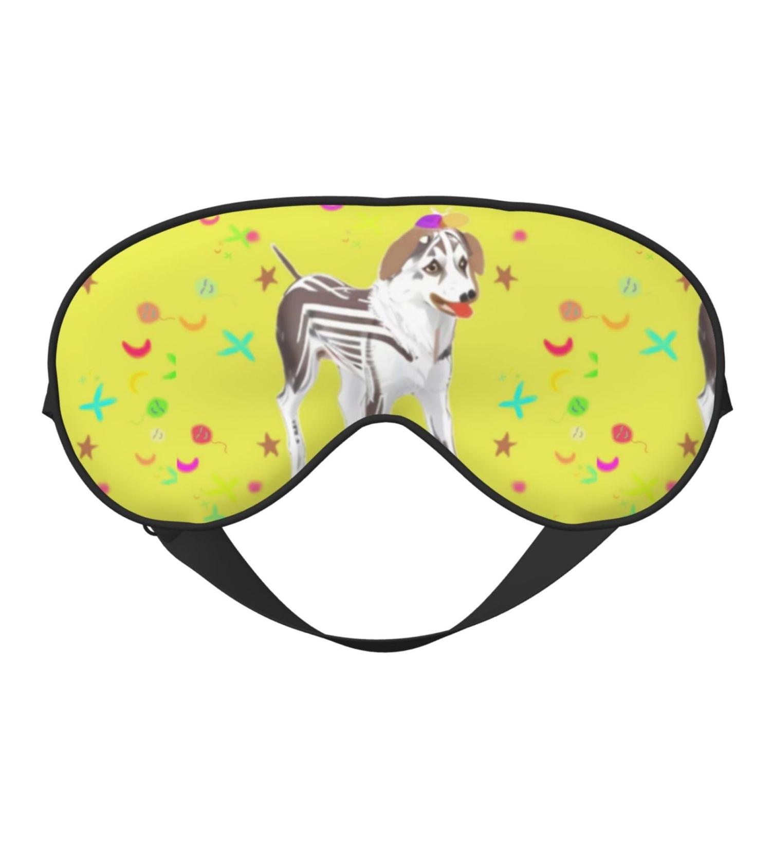 Cartoon Dog Eye Mask - Grey & White Unisex Adjustable Sleep Mask for Travel Yoga Office Naps - International Shipping Available - Buy Online on GoSupps.com