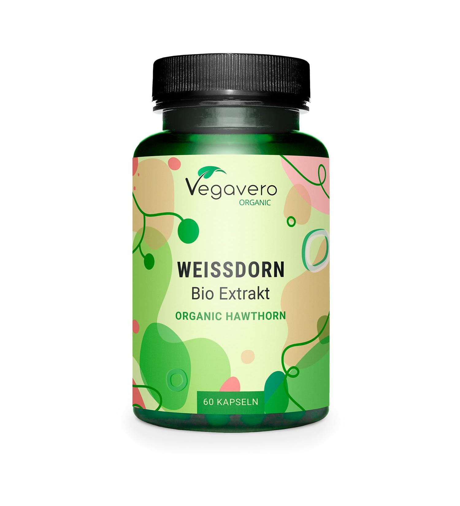 Vegavero Organic Hawthorn | 700 mg Extract per Capsule | French Extraction | No Additives | 1.5% Flavonoid Title | Natural Antioxidant + Relaxing | 60 Capsules | Vegan - Buy Online on GoSupps.com