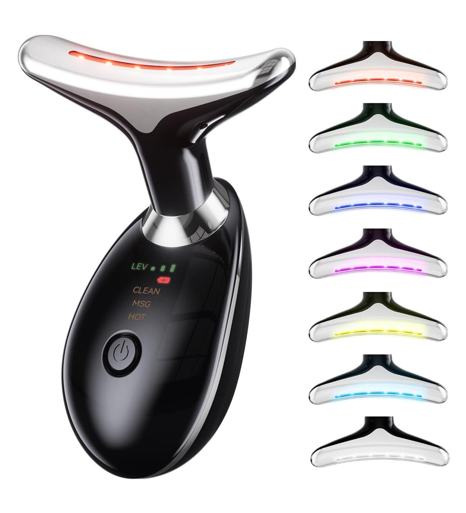 7-in-1 Neck and Face Massager - Vibrating Face Sculpting Tool for Skin Care & Double Chin Relief (Black) | International Shipping - Buy Online on GoSupps.com