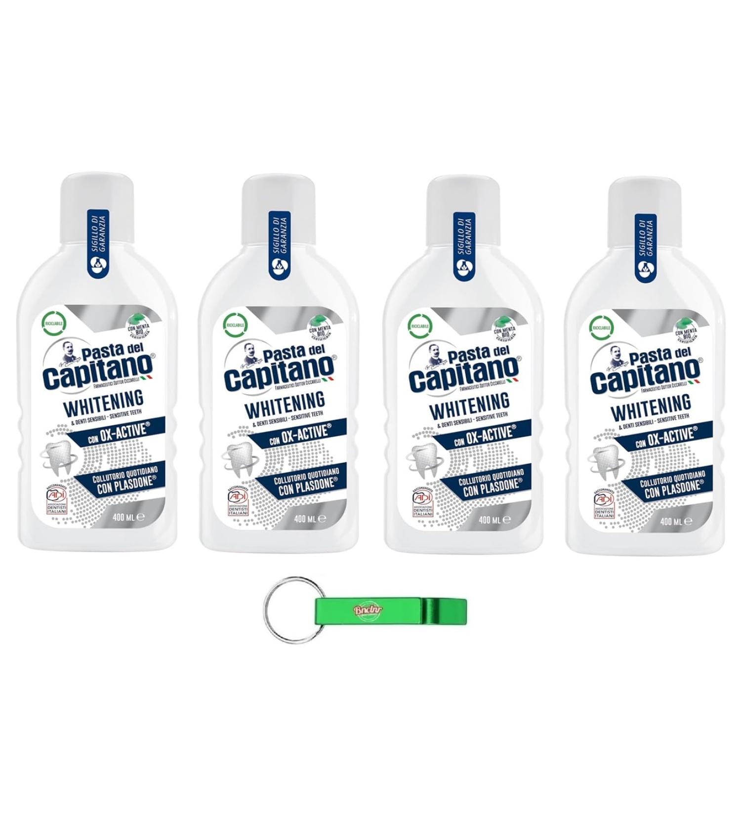 4x Pasta del Capitano Whitening Mouthwash for Sensitive Teeth 400ml + Free Beni Culinari Keychain - International Shipping Available! - Buy Online on GoSupps.com