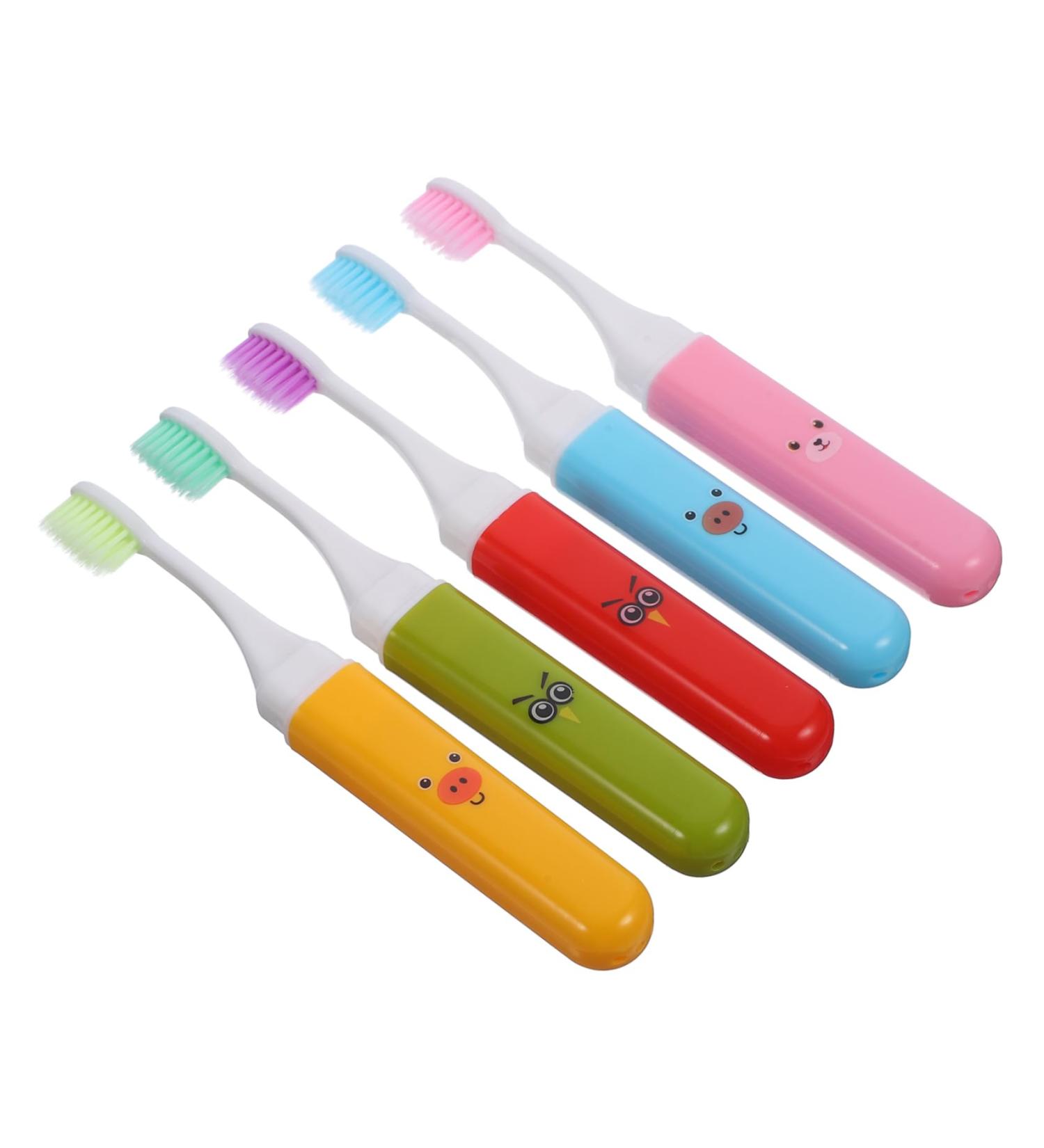 Solustre 5-Pack Hard Bristle Travel Toothbrushes for Adults & Kids - Compact & Foldable Mini Toothbrushes for Camping & On-the-Go - Buy Online on GoSupps.com