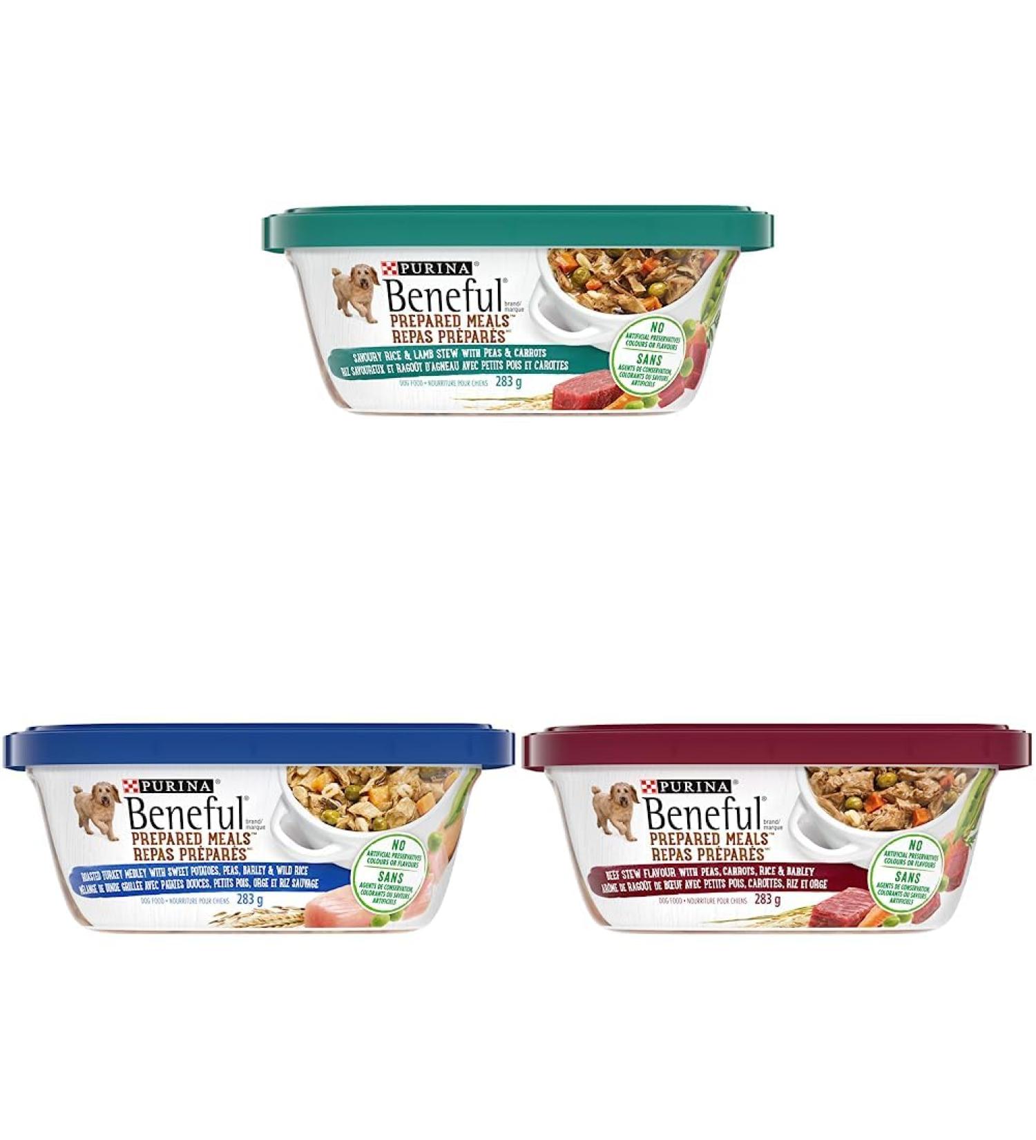 Beneful Wet Dog Food Prepared Meals Rice and Lamb Stew & Beneful Wet Dog Food Prepared Meals Roasted Turkey Medley & Beneful Wet Dog Food Prepared Meals Beef Stew 283g (8Pack) - Buy Online on GoSupps.com