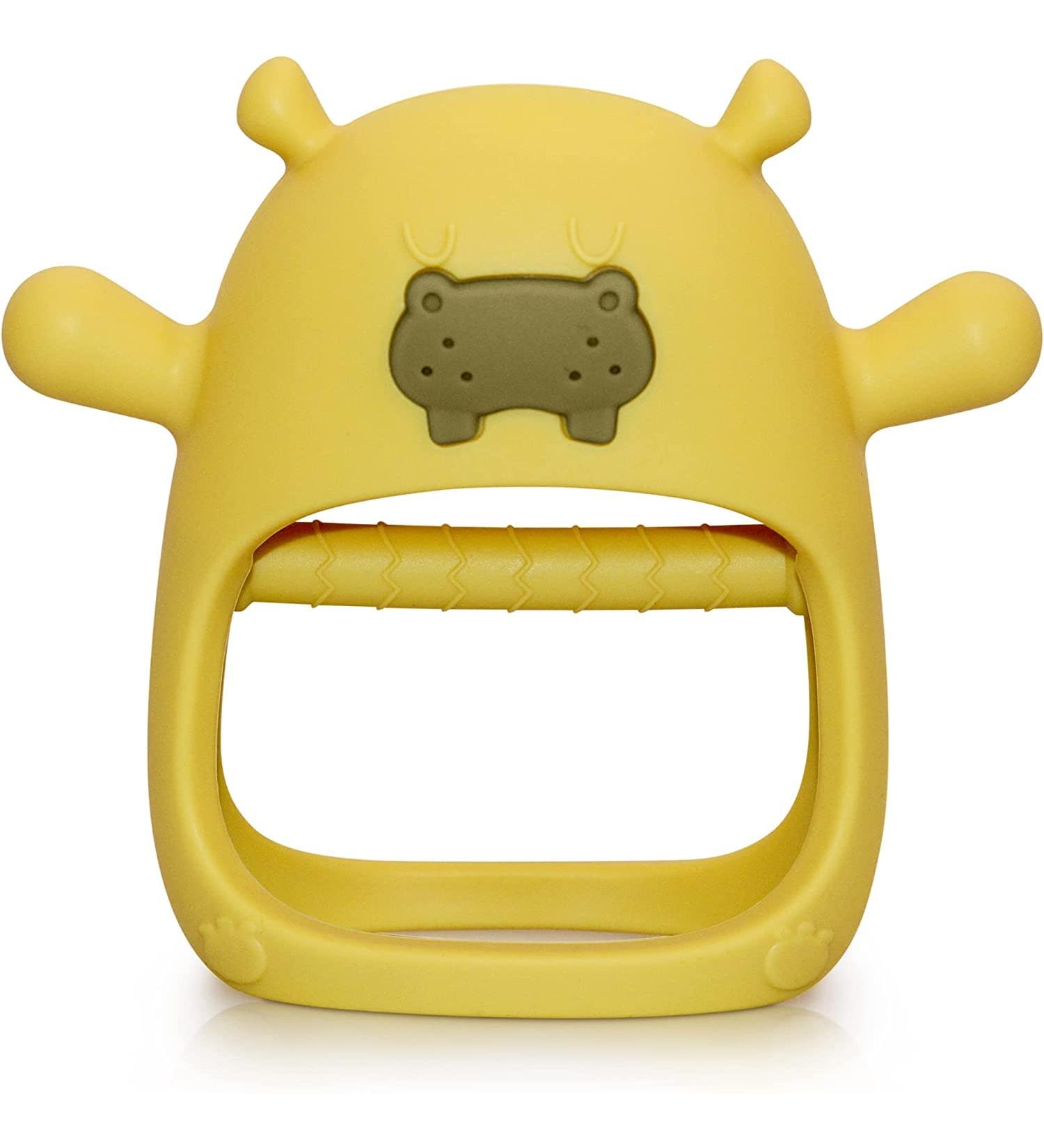 Buy Hippo Never Drop Silicone Baby Teething Toys | Suction Hand Pacifier & Chewing Toy for Infants 0-12 Months | Perfect Car Seat Toy for Newborns (Yellow) - Buy Online on GoSupps.com