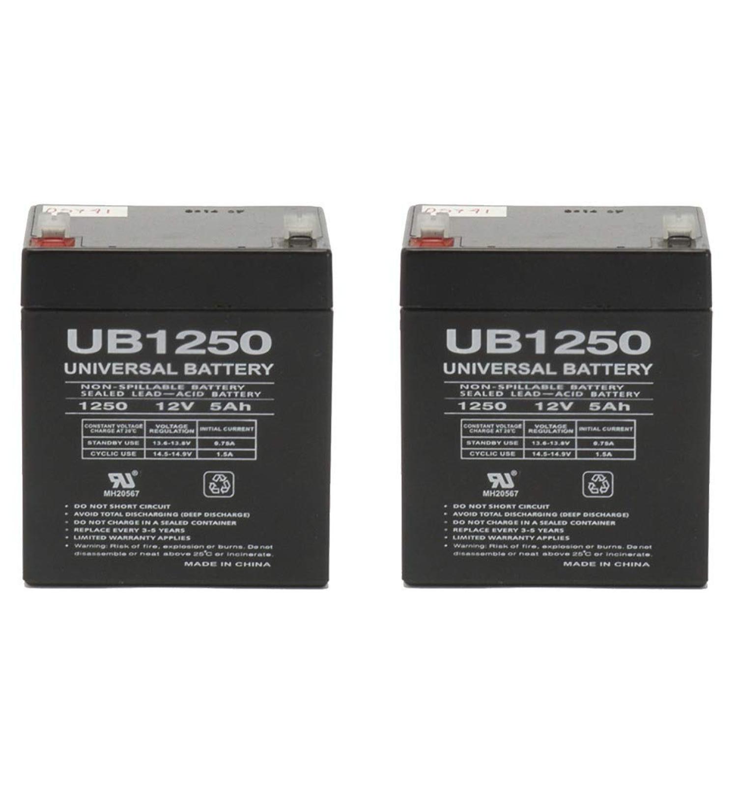 UPG Set of 2 Razor E175 12 Volt 5AmpH SLA Replacement Scooter Batteries