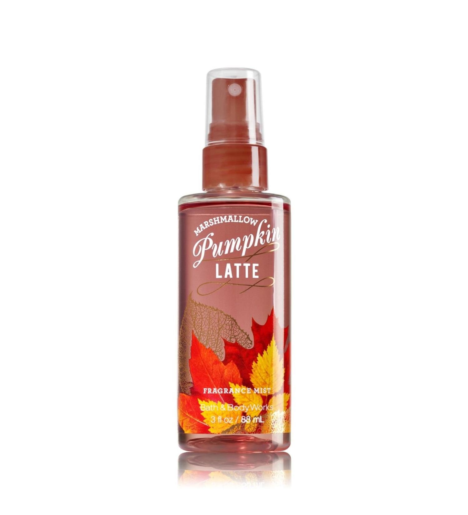 Bath & Body Works Marshmallow Pumpkin Latte Fragrance Mist Travel Size 3 FL OZ Yellow Leaf Design