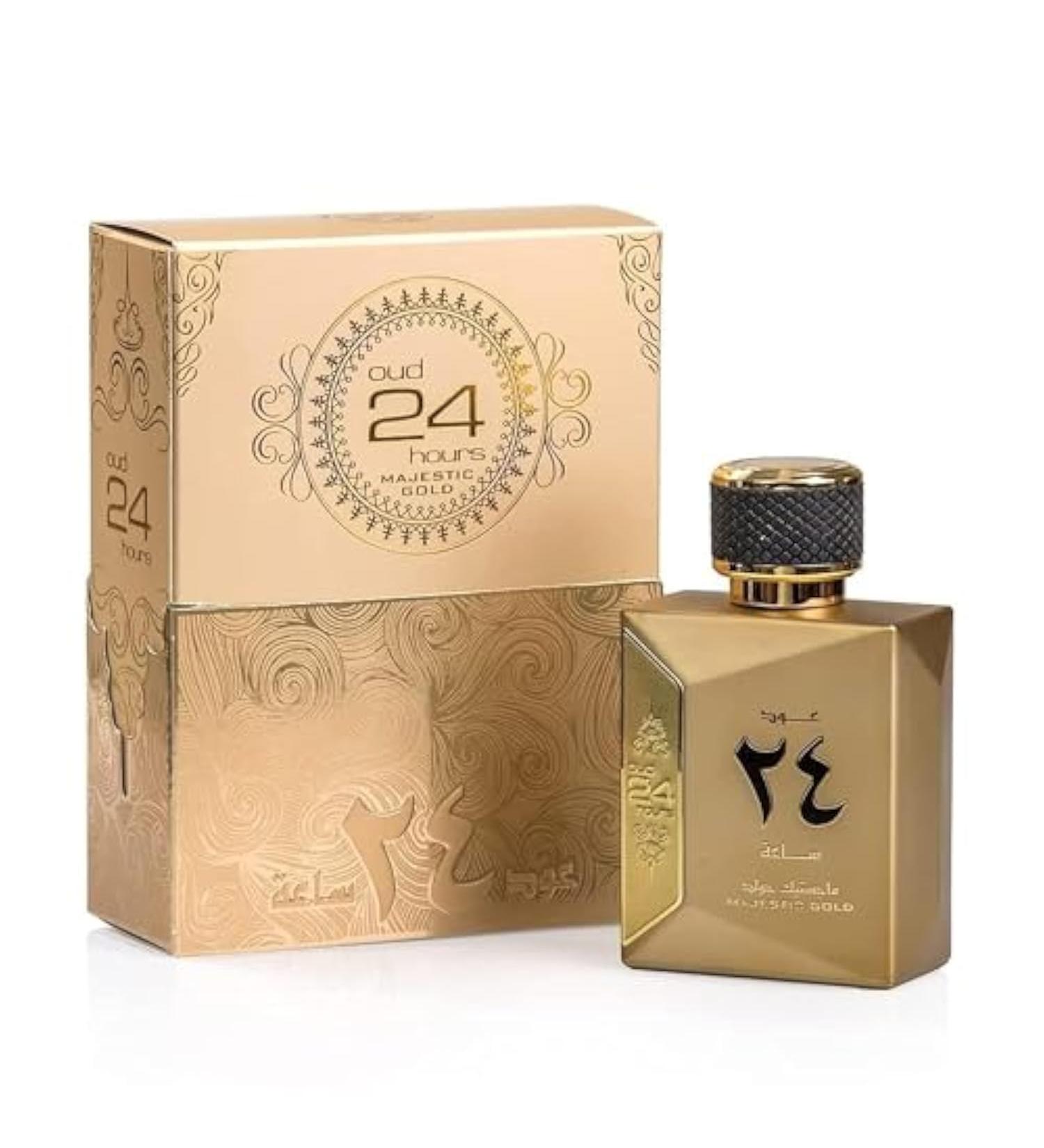 Ard Al Zaafaran 24 Hours Majestic Gold Oud Eau de Parfum Spray for Unisex 3.4 Ounce Spicy 3.4 Fl Oz (Pack of 1)