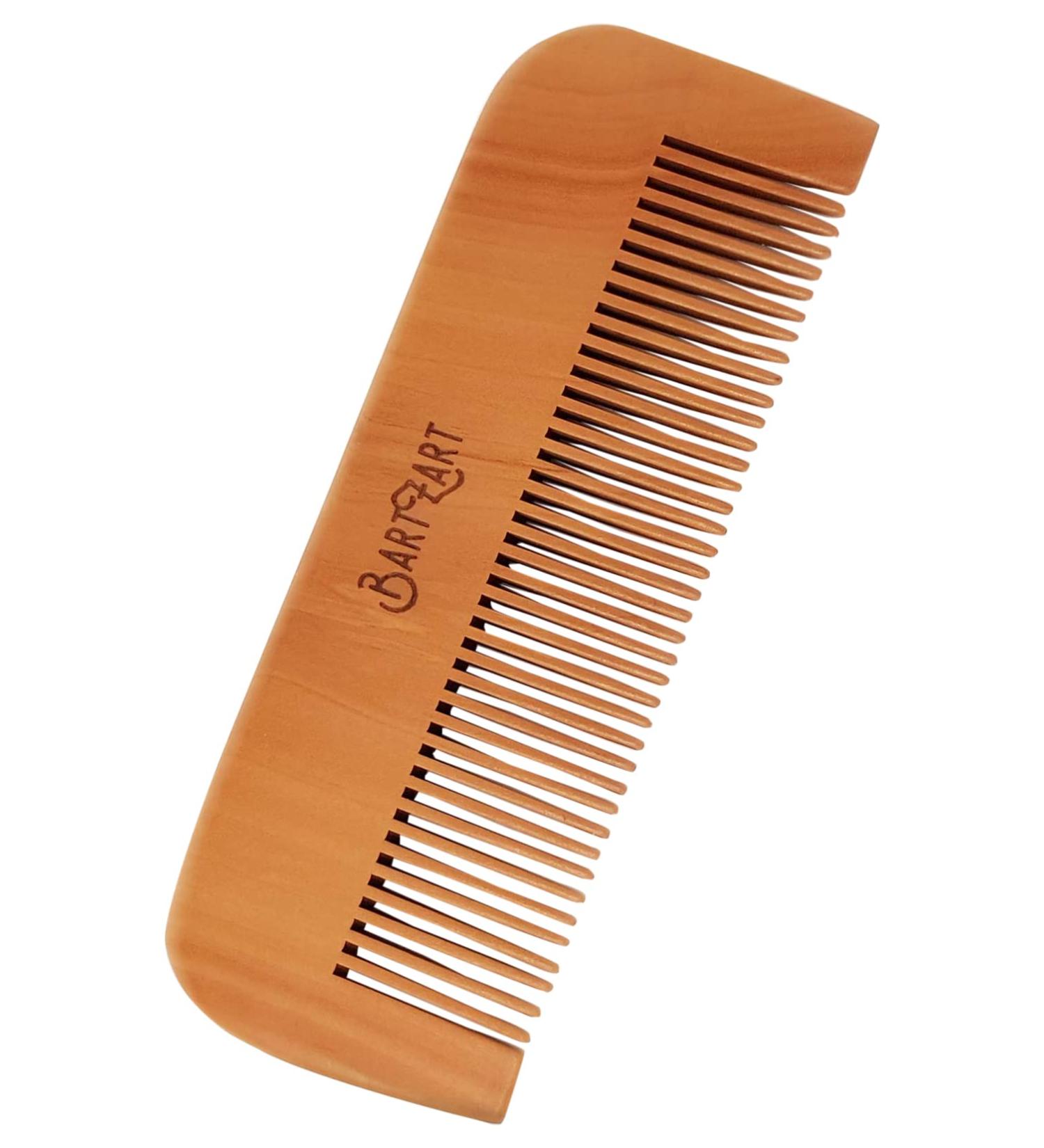 Bartzart Bartkamm made of peach tree wood I The Bart Kamm dismantled and gently escapes your beard I The perfect addition to your beard care 1 piece (1 Pack)