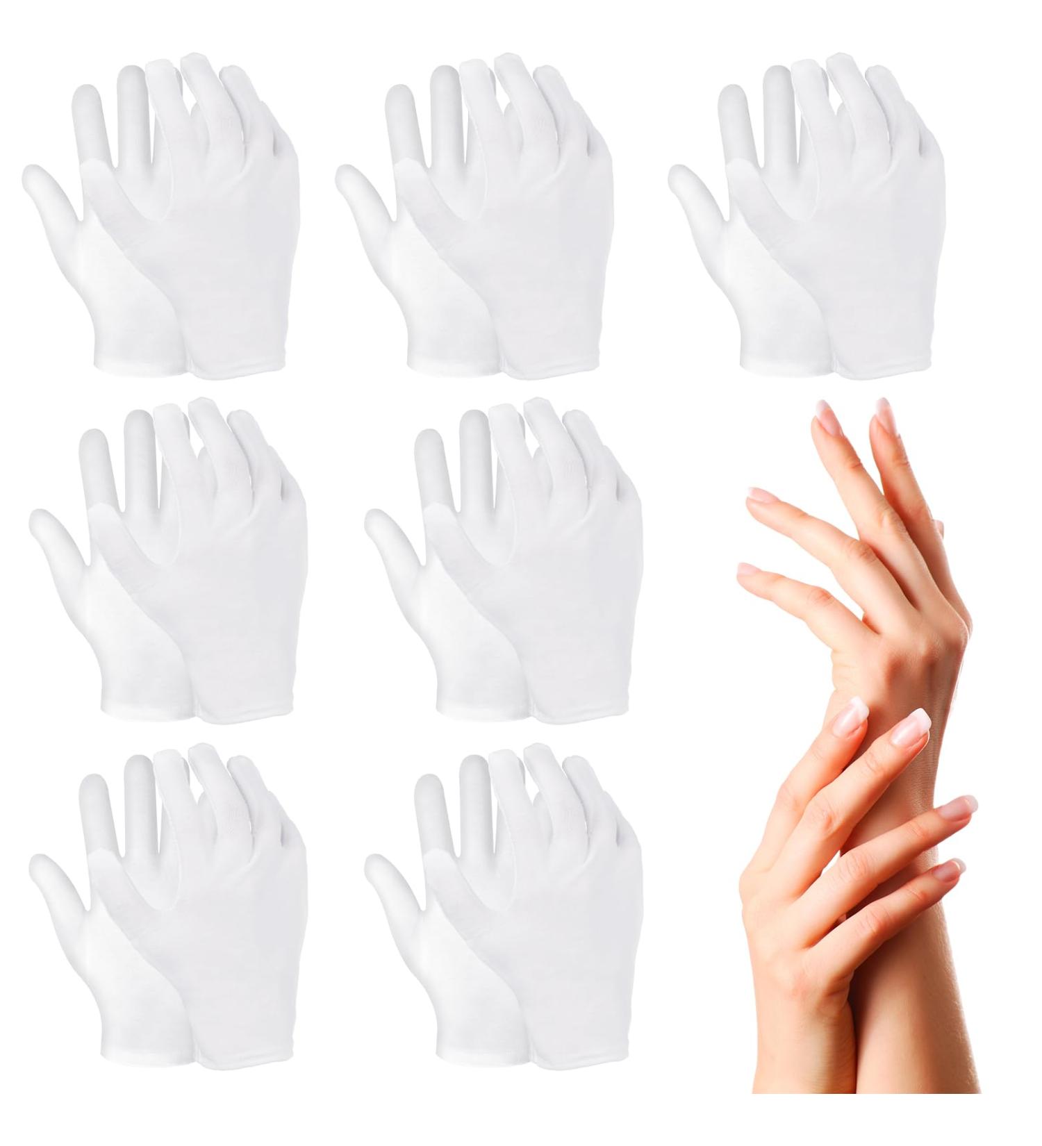 7Pair White Cotton Gloves for Eczema and Dry Hands - Moisturizing Gloves SPA Overnight - Breathable Work Glove Liners - Soft Jewelry Inspection Gloves - Stretchy Thin Cloth Gloves for Most Women Men - Buy Online on GoSupps.com