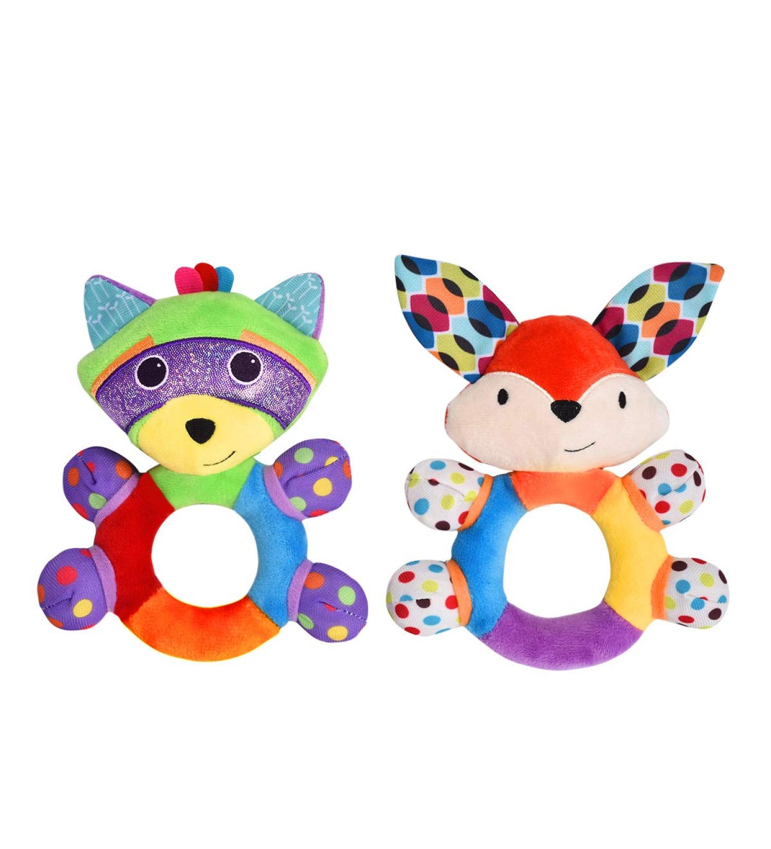 HAHA Baby Teething Rattle Toy | Soft Handbell Grab Shaker | Infant Boy Girl Learning Toy | Crinkle Squeaky Sensory Travel Accessory for 0-12 Months - Buy Online on GoSupps.com