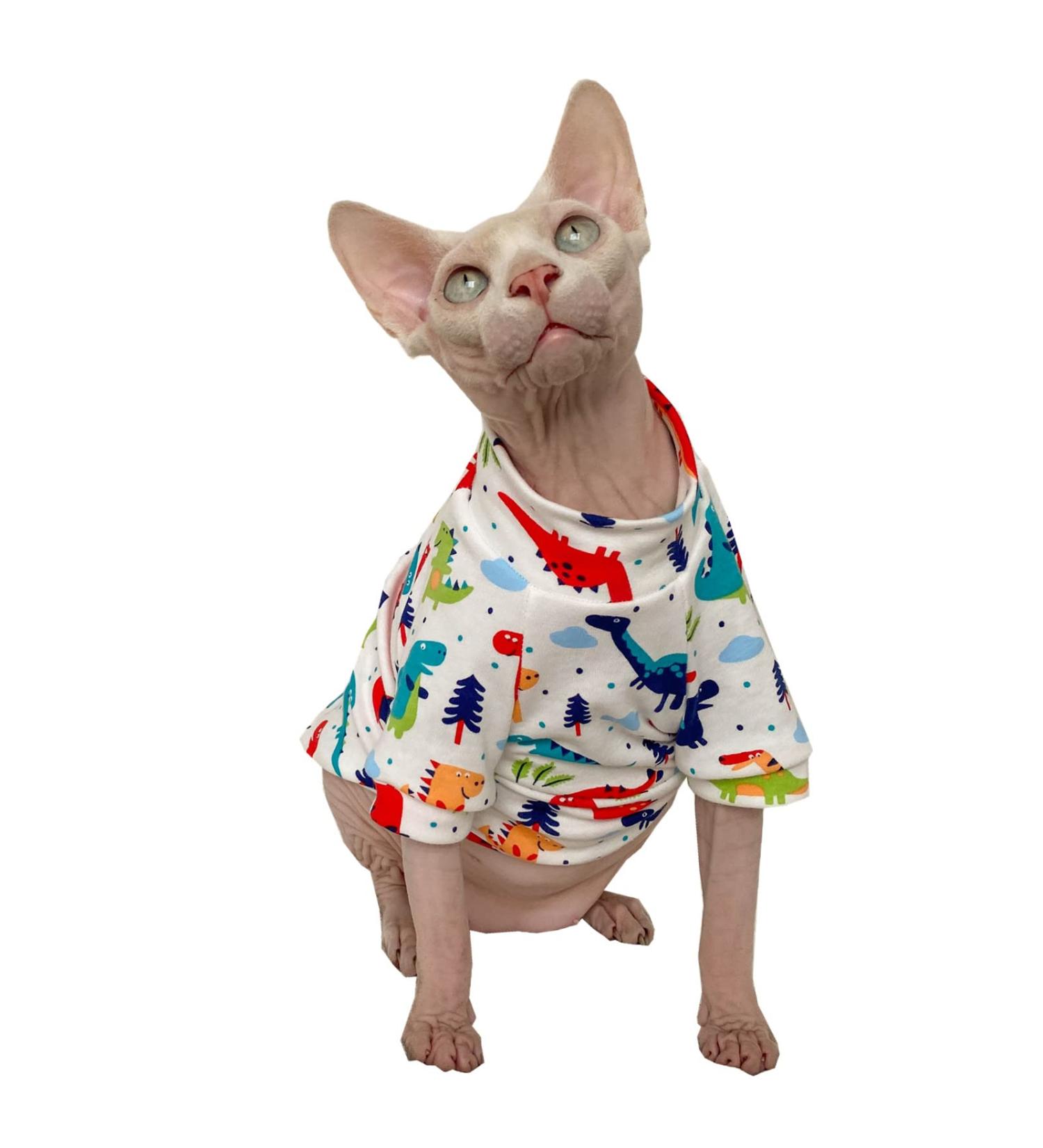 Sphynx Hairless Cat Summer Cotton T-Shirts Cat Vest Pet Clothes Round Collar Vest Kitten Shirts Sleeveless  Cats & Small Dogs Apparel (X-Large  Dinosaur) X-Large Dinosaur - Buy Online on GoSupps.com