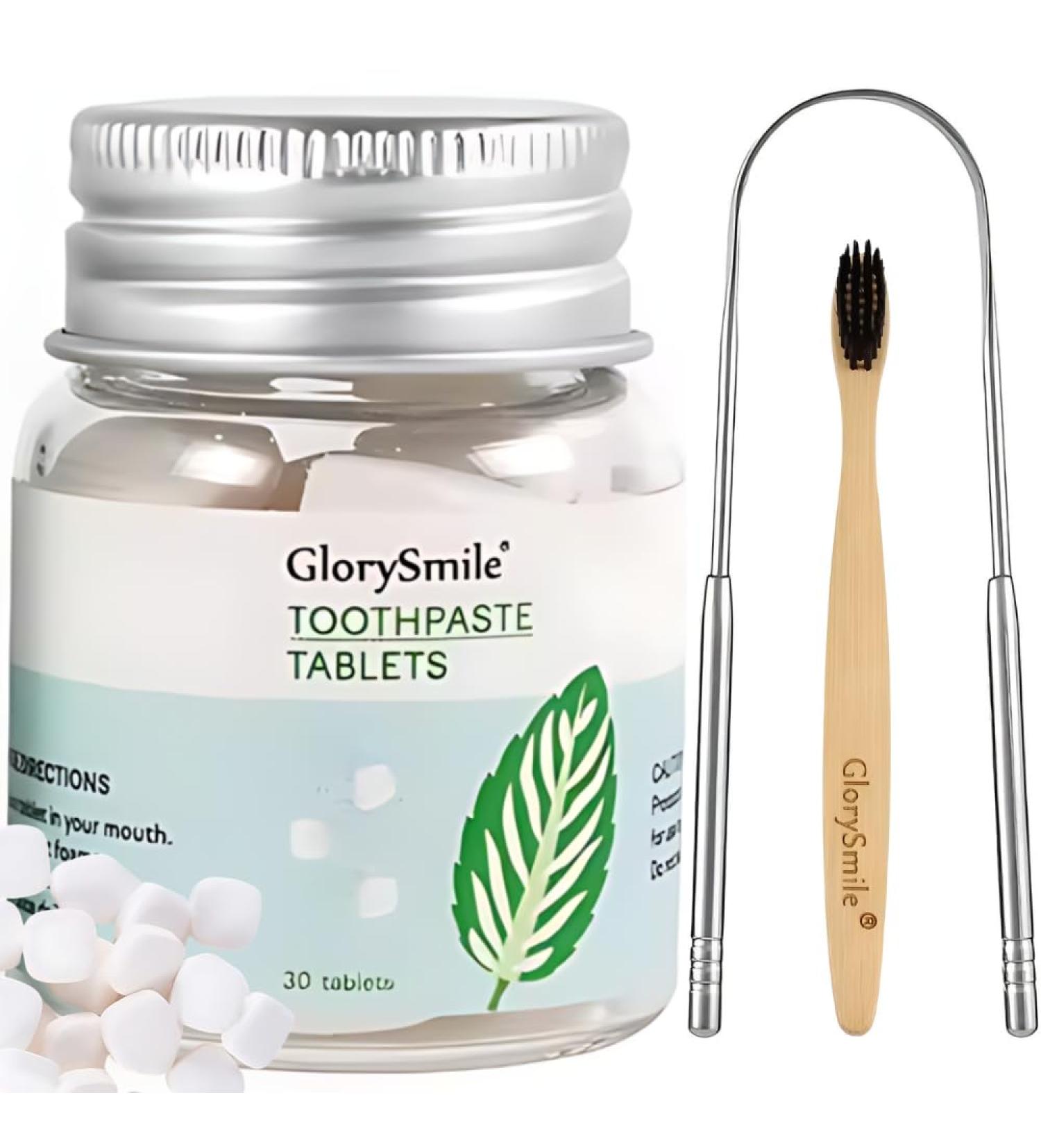 Eco-Friendly Oral Care Kit: Natural Toothpaste Tabs Bamboo Toothbrush & Tongue Scraper - Sustainable Planet Care - Buy Online on GoSupps.com