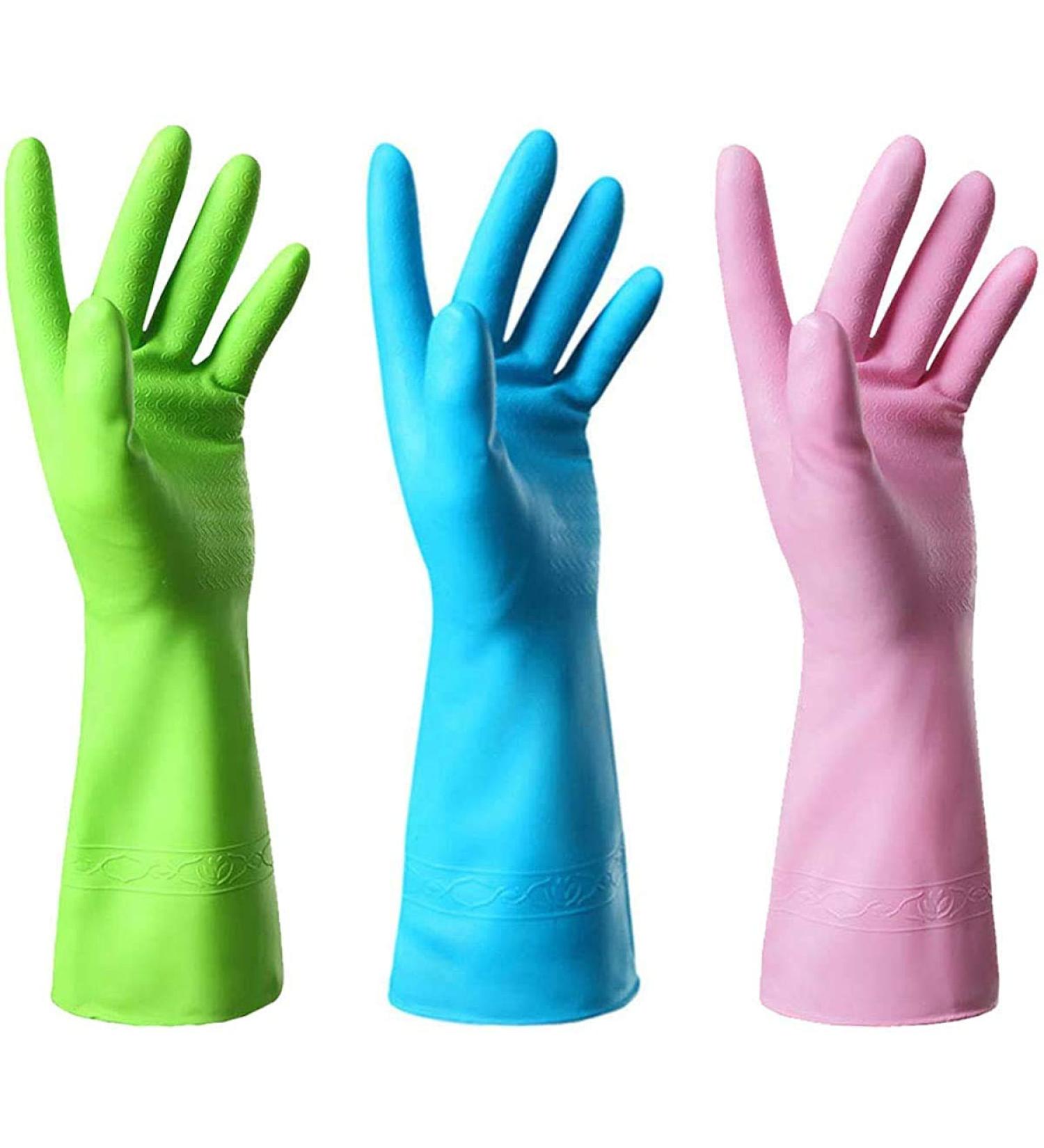 Mulfei Cleaning Gloves-3 Pairs Kitchen Gloves Reusable Dishwashing Rubber Gloves-Including Green Pink and Blue (Medium) M (Pack of 6) - Buy Online on GoSupps.com