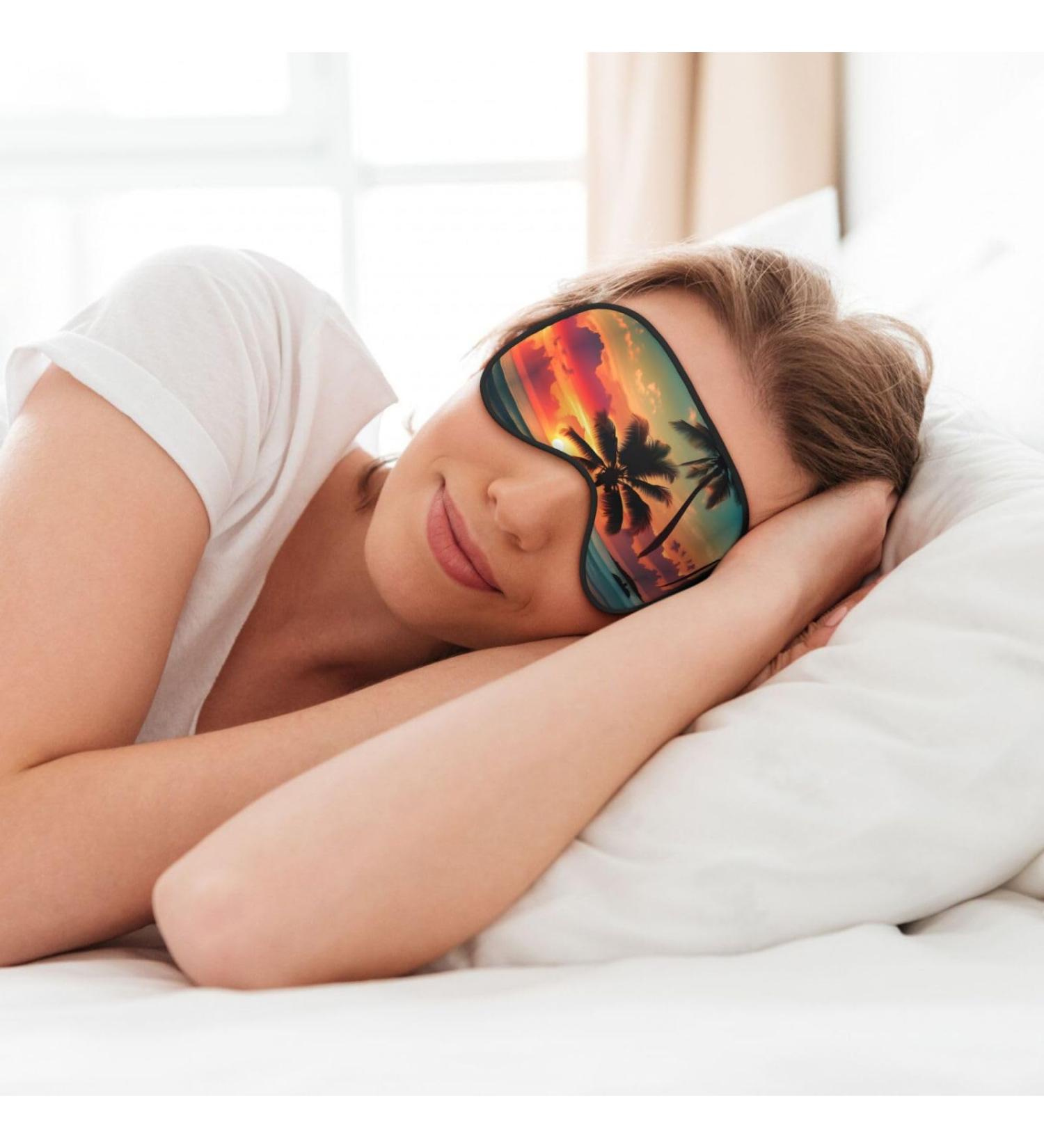 Tropical Beach Palm Tree Print Eye Mask - Soft Sleep Mask for Travel & Naps - Unisex Sleep Eyeshade - Buy Online on GoSupps.com