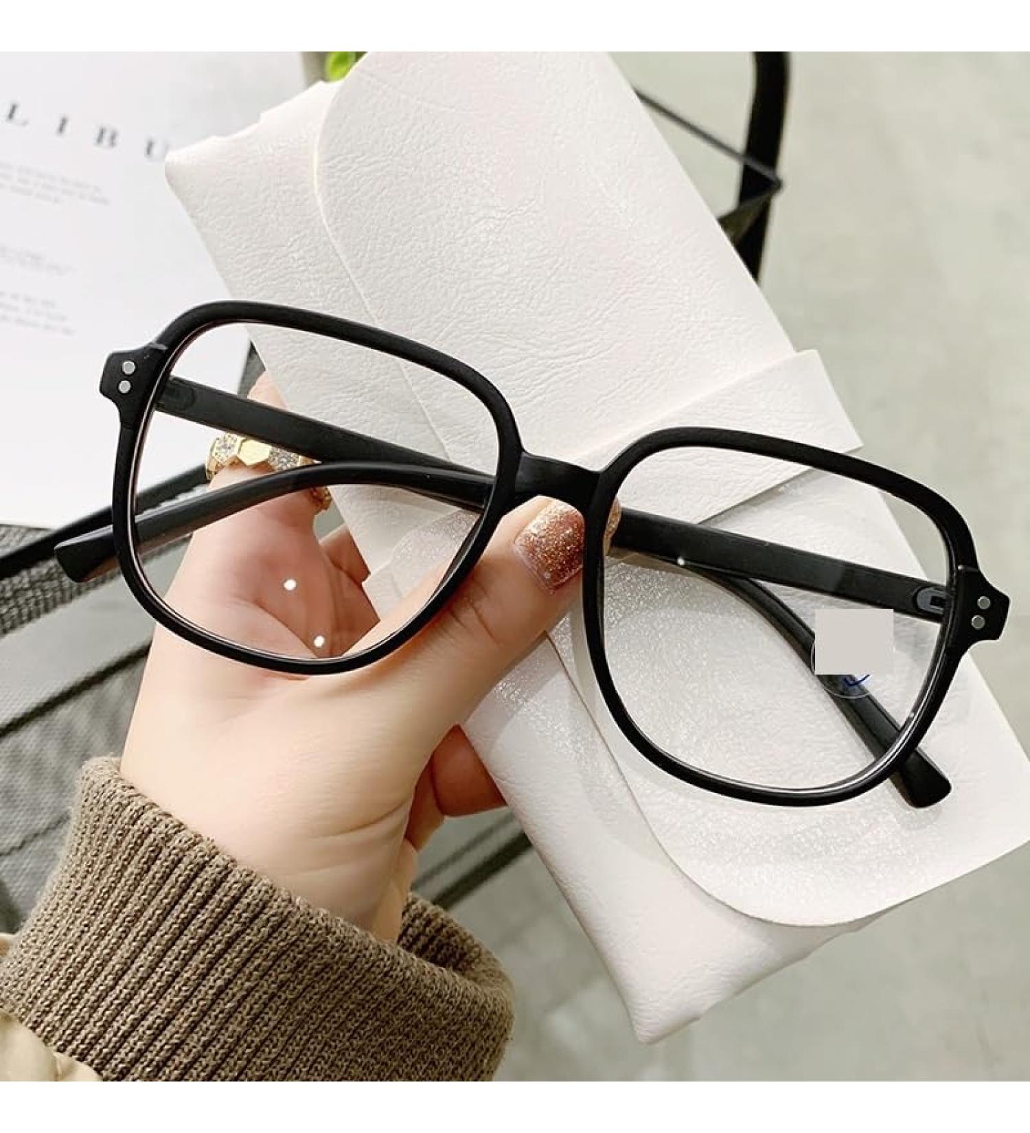 Blue Light Blocking Square Eyewear | Cute Oversized Computer Readers +100 | Anti-Glare Sand-Black Glasses - Buy Online on GoSupps.com