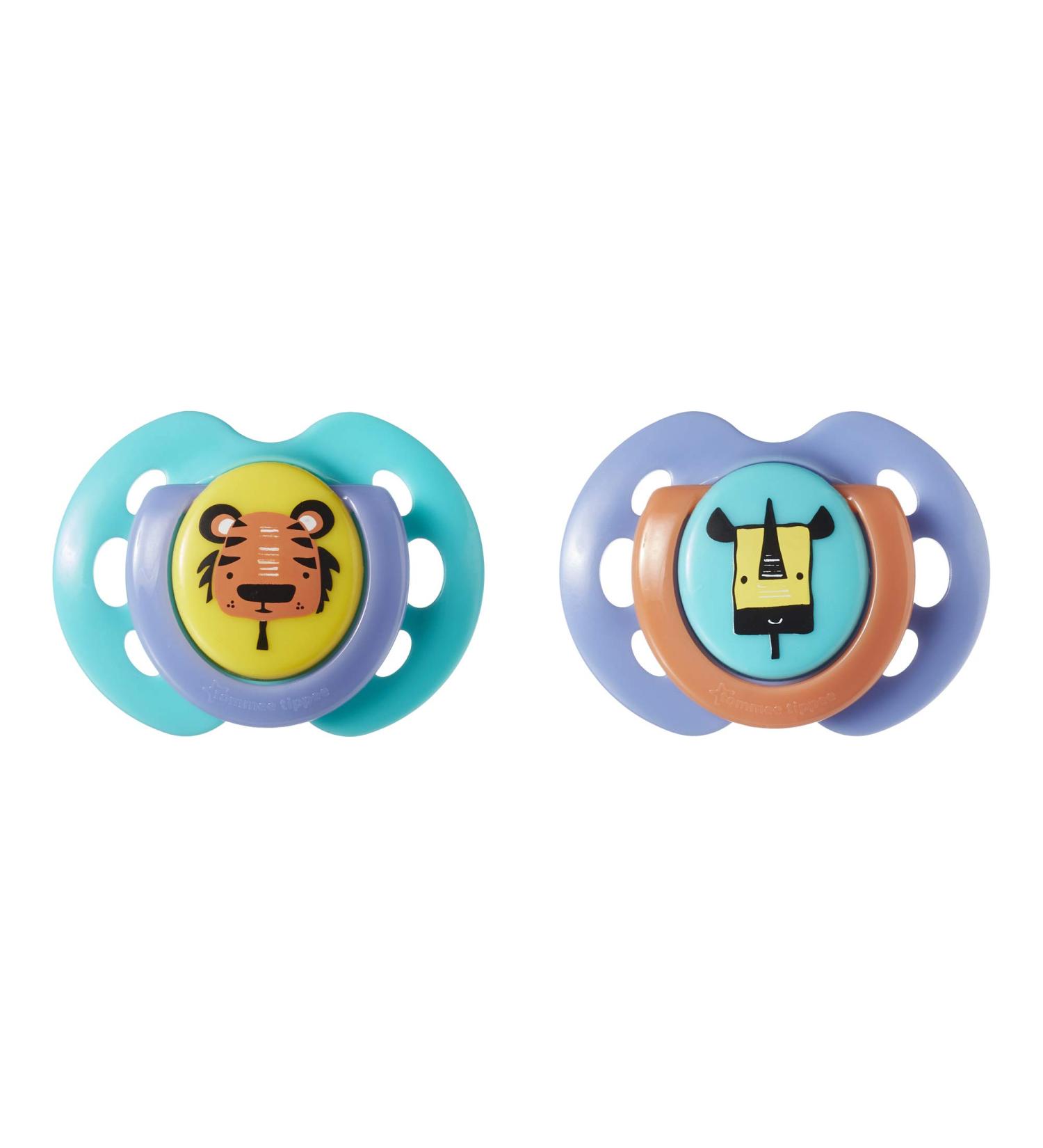 Tommee Tippee Fun Style Pacifiers 0-6m - BPA-Free Silicone Binkies (2 Count) - Varied Colors and Designs - Buy Online on GoSupps.com