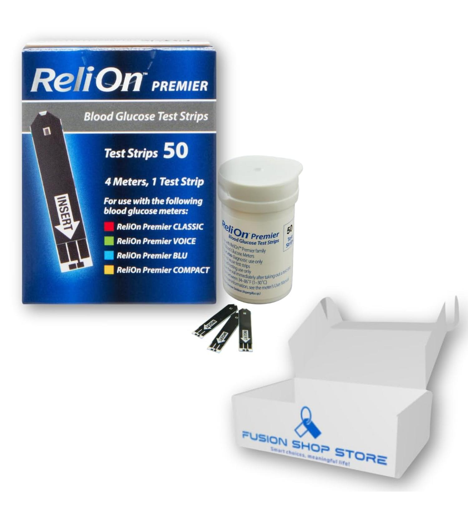Relion Premier Test Strips 50 ct - Fusion Shop Store (1 Box) - Buy Online on GoSupps.com