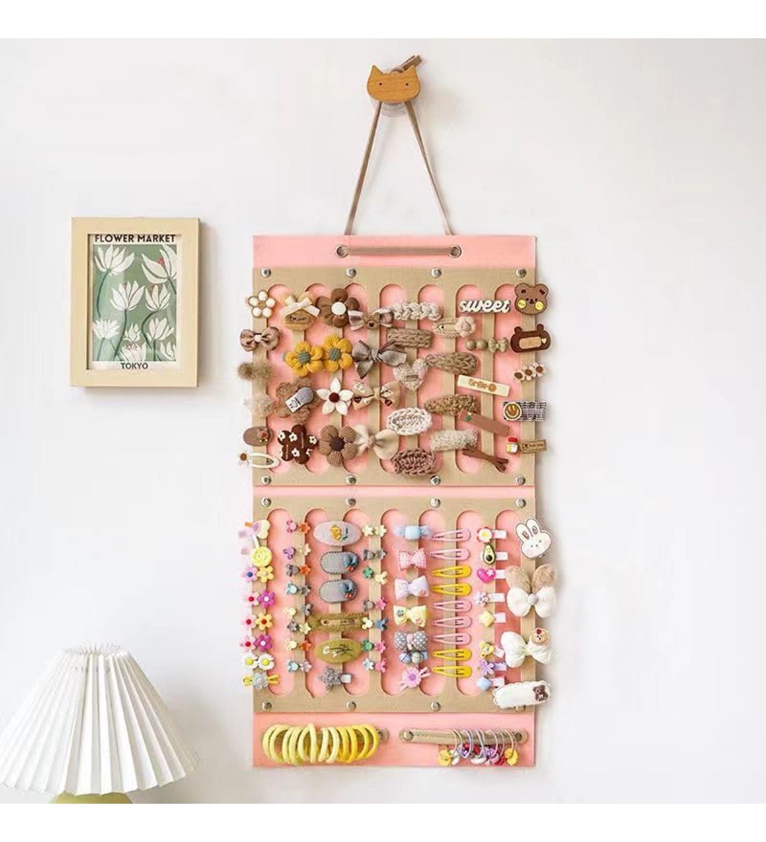 Agirlvct Hair Clips Organizer Hanging Hair Claw Clips Holder Hair Bows Holder Hair Banana Barrettes Bows Flower Butterfly Jaw Clips Hair Accessory Hanger Display for Girl Women Room (Pink) - Buy Online on GoSupps.com