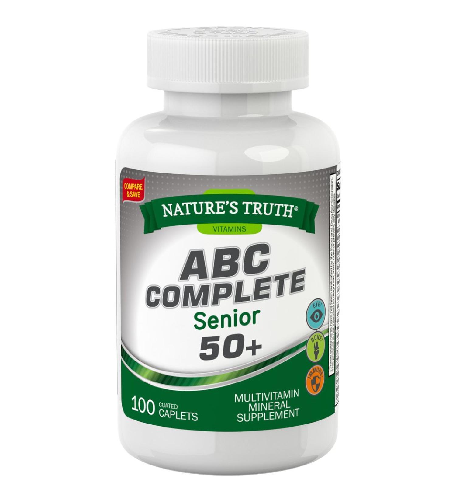 Senior ABC Complete Multivitamin for Men and Women Over 50 Plus | 100 Caplets | Non-GMO & Gluten Free | by Nature's Truth