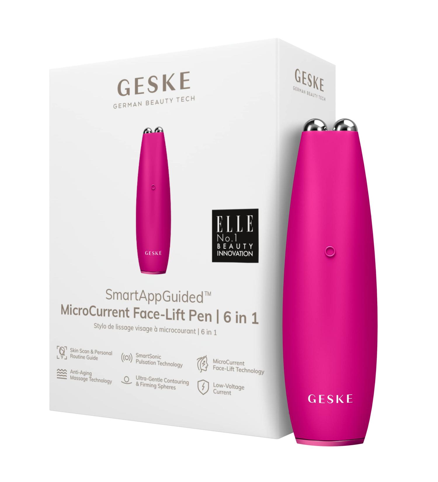 Geske SmartAppGuided Microcurrent Face-Lift Pen | 6-in-1 Anti-Aging Skincare Tool for Wrinkle-Free Young Skin | International Shipping Available - Buy Online on GoSupps.com