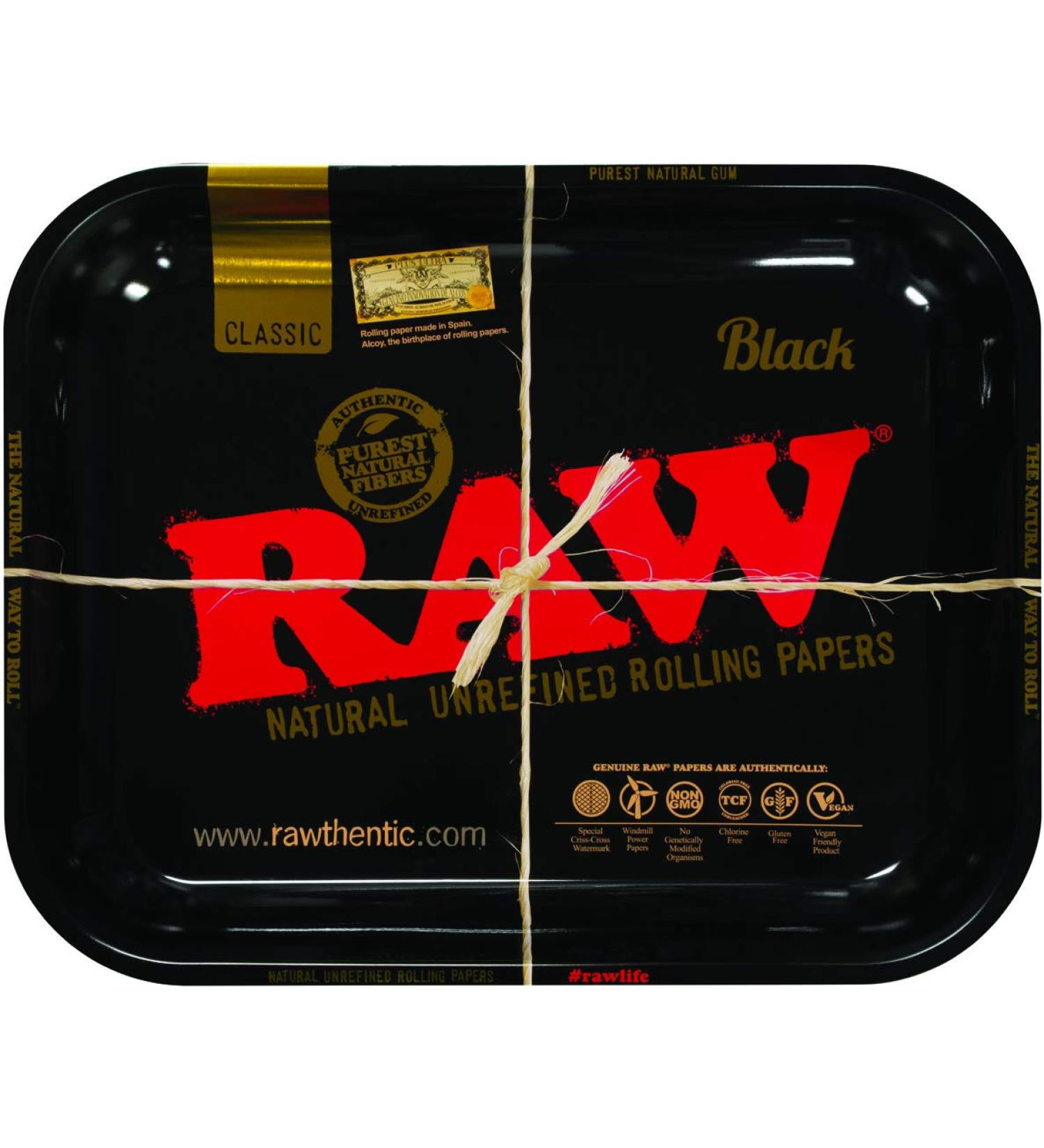 RAW Black Metal Rolling Tray - Large - 14'' x 11 '' x 1'' | Modern Stylish Design