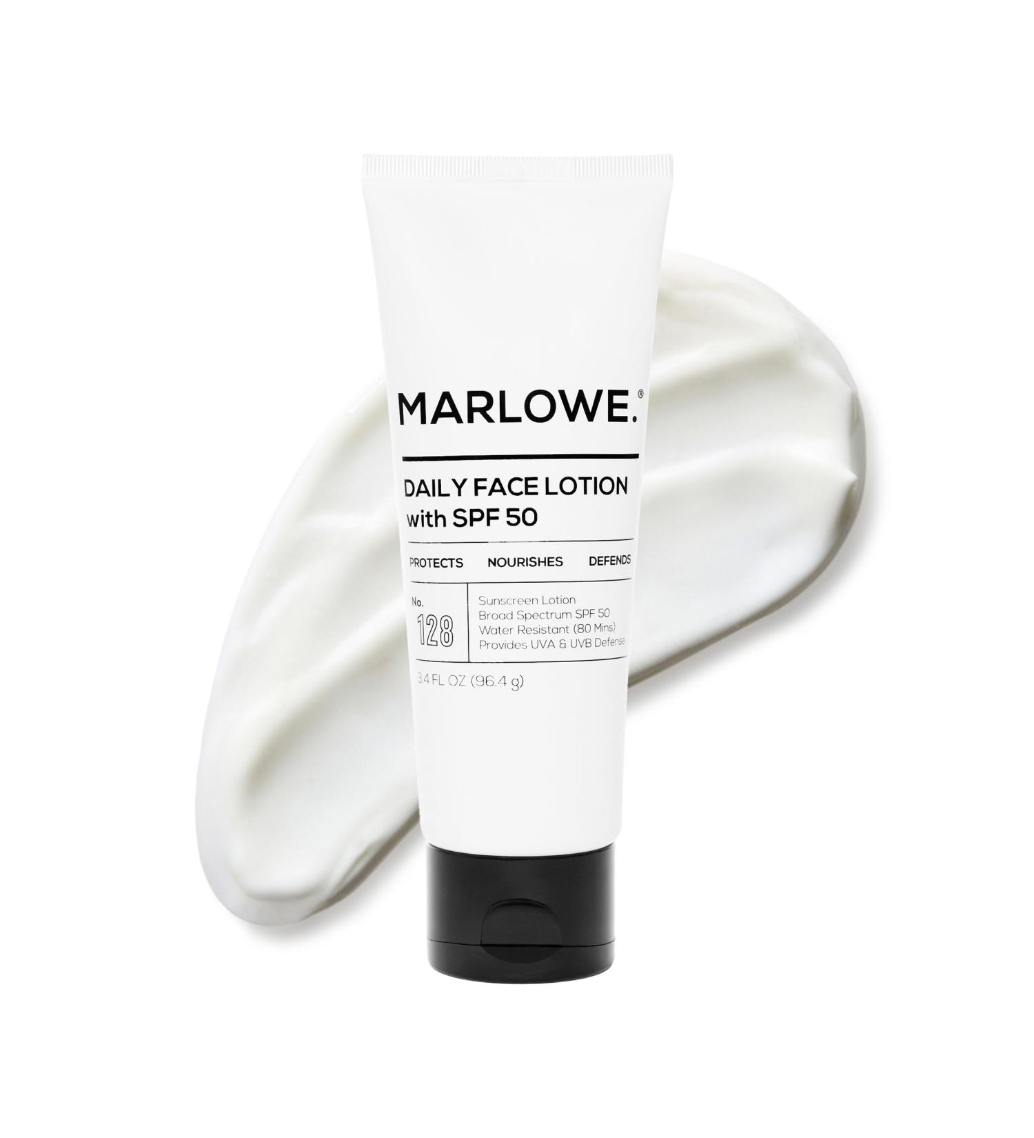 MARLOWE. No. 128 Men's Facial Lotion with Sunscreen SPF 50 3.4 oz Oil-Free Lightweight Daily Face Moisturizer for Men Includes Natural Extracts to Hydrate Nourish & Soothe Facial Moisturizer w SPF - Buy Online on GoSupps.com