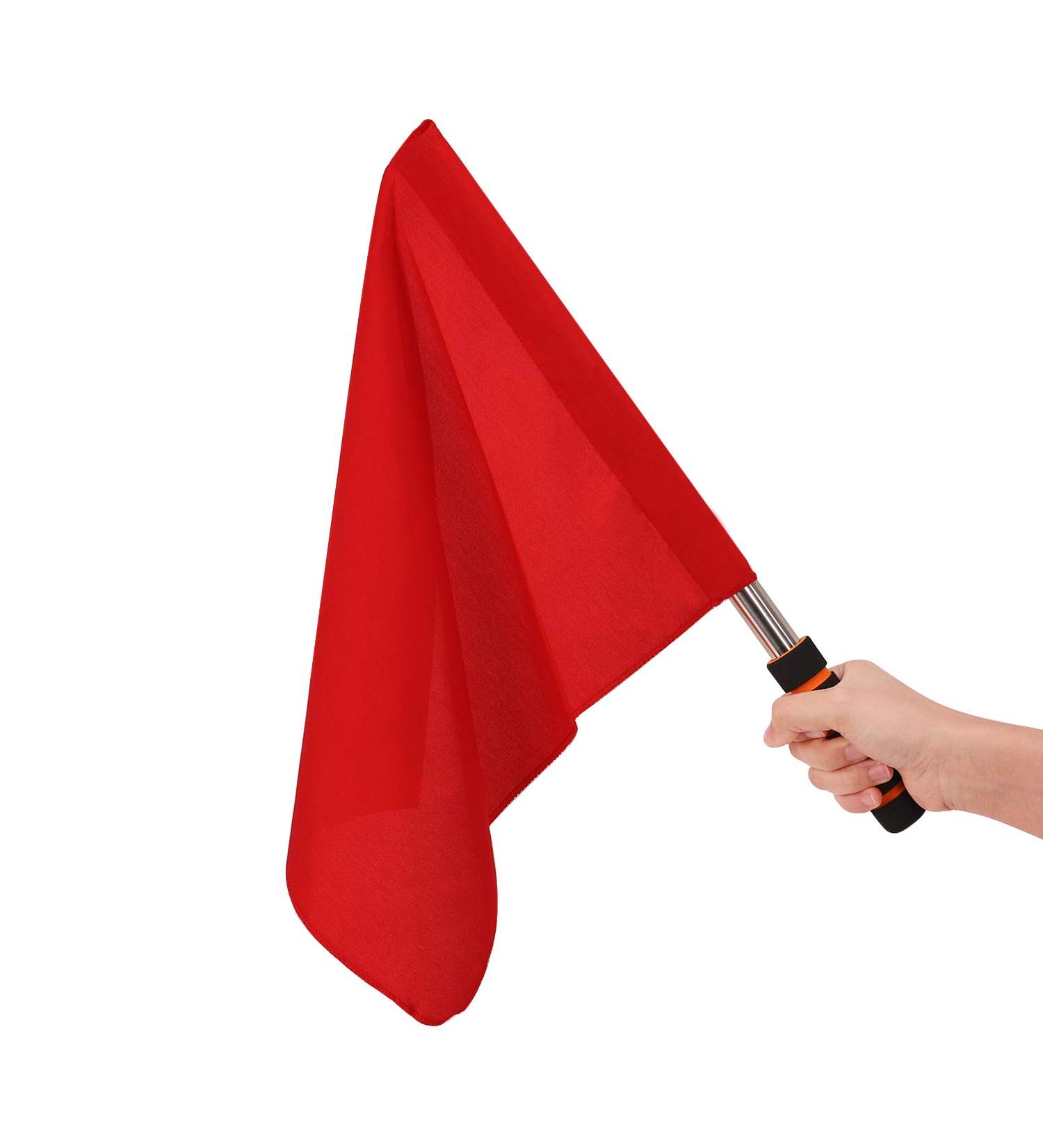 Referee Flags with Metal Pole Red Stainless Steel Hand Signal Flag Set for Soccer, Volleyball, Football | Track & Field Training & Competition Flags - Buy Online on GoSupps.com