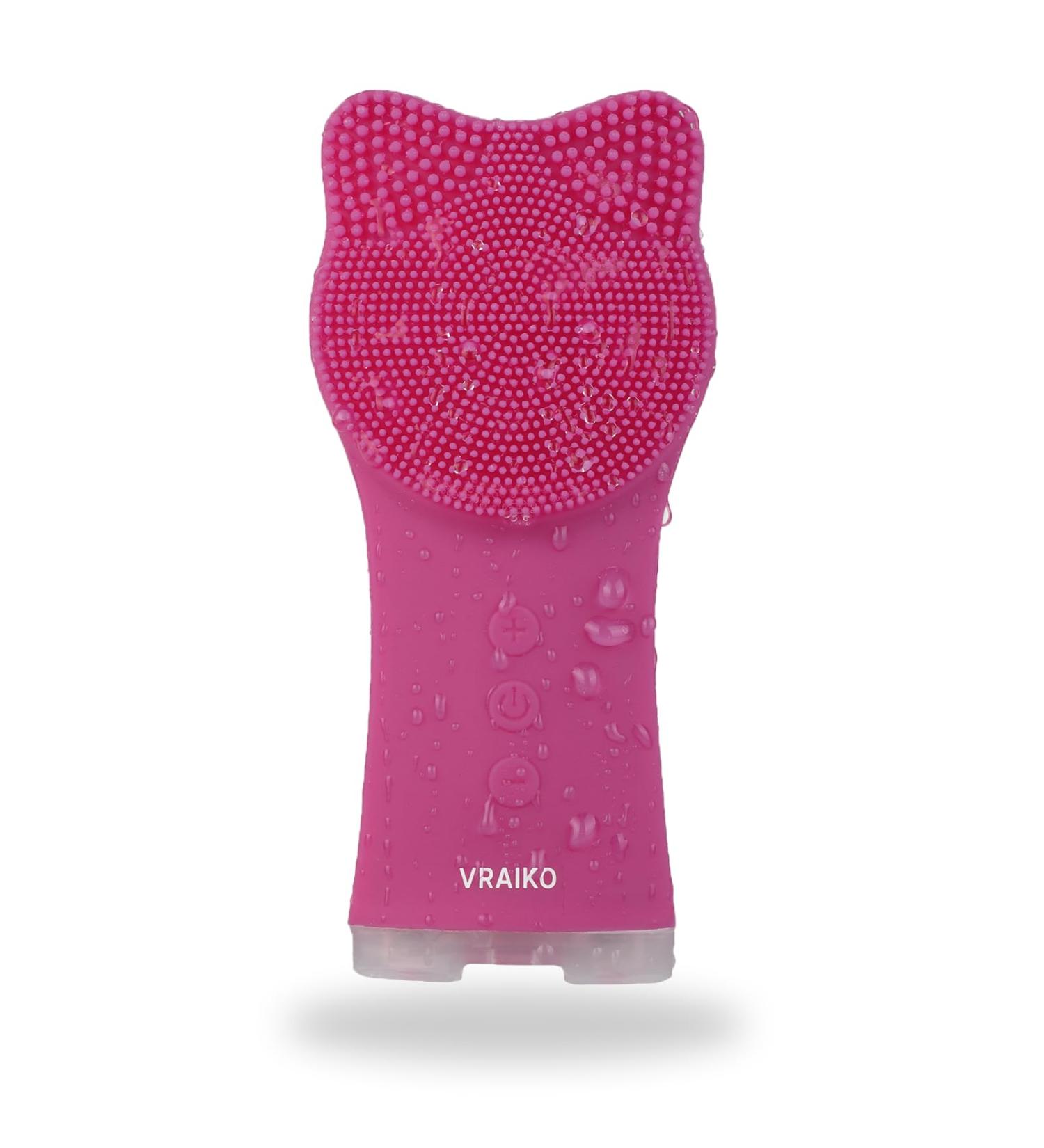 Vraiko Mia Waterproof Rechargeable Facial Cleaning Brush - Soft Silicone Adjustable Vibration Deep Cleaning & Gentle Peeling - Pink - Buy Online on GoSupps.com