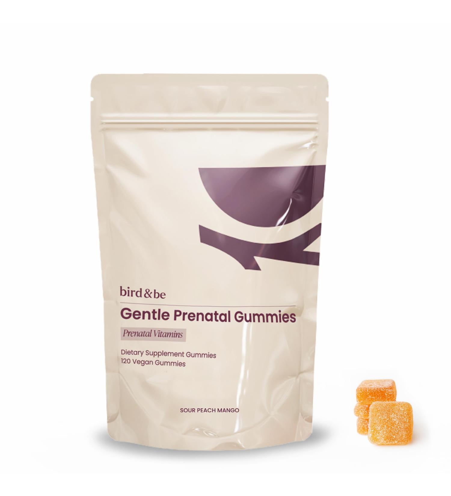 Gentle Prenatal Gummies - No-Nausea Prenatal Vitamins - Formulated by Doctors with Folic Acid Methylated Folate Choline Plus B6 for Morning Sickness - Sour Peach-Mango Flavor - 30-Day Supply