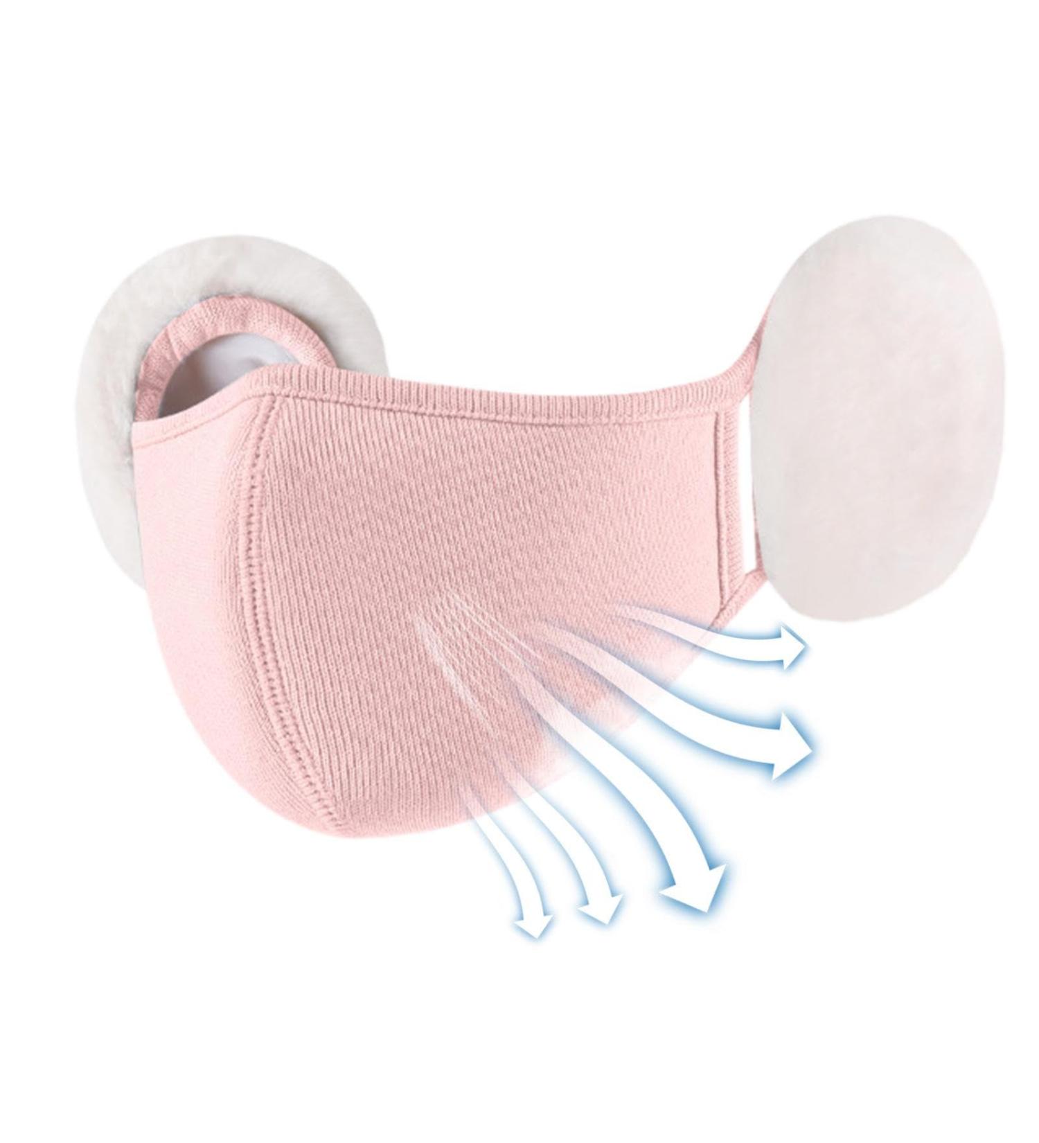 Buy Klufo Cotton Face Cover - Cloud Shape & Rabbit Fur Ear Warmers | Soft Pink Winter Protection - Buy Online on GoSupps.com