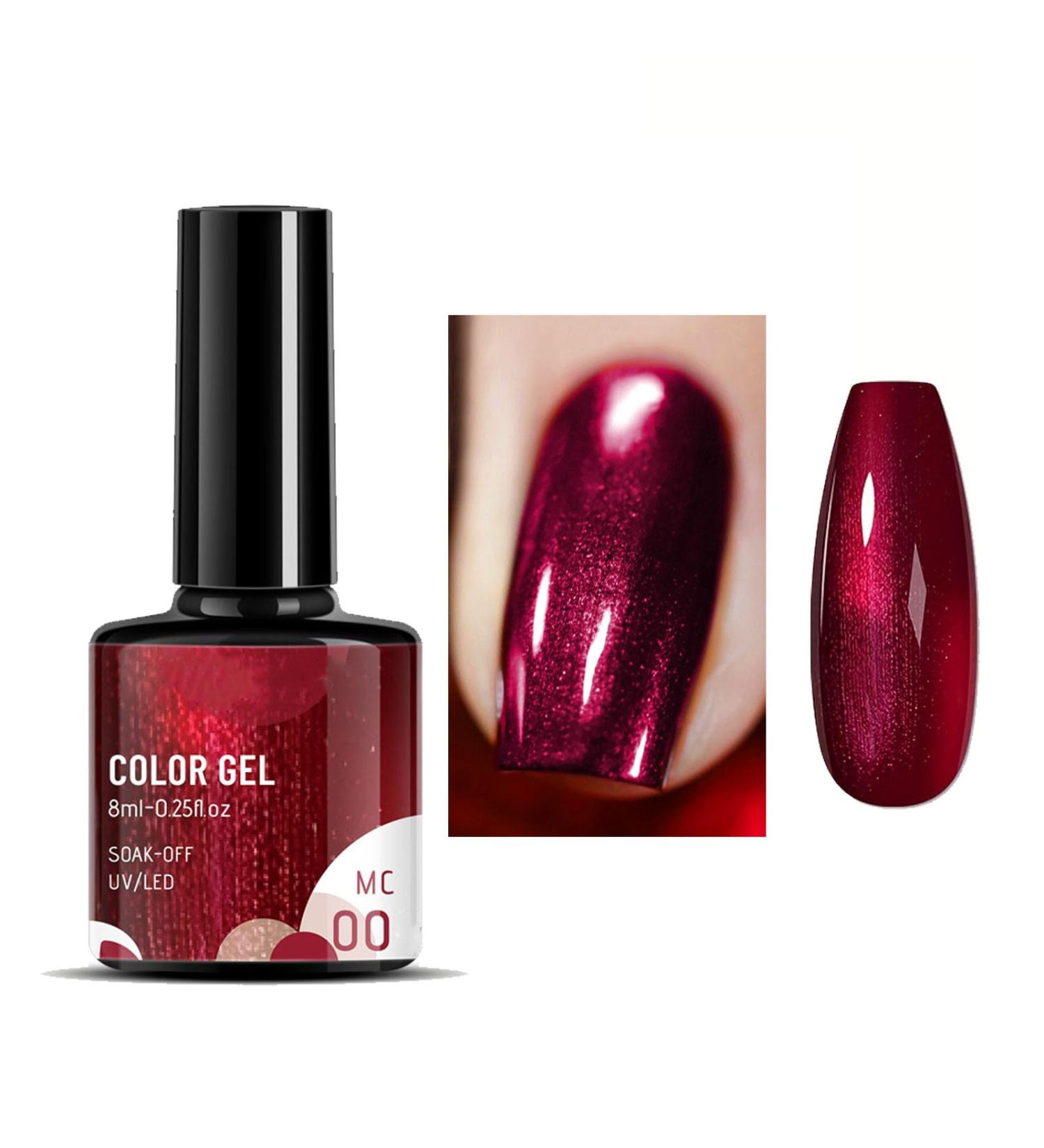 Red Pearl Gel Metal Nail Polish Metallic Shell Thread Glitter Holographic Soak Off UV LED Varnish Shimmering Shining Sparkling Long Lasting DIY Art Manicure at Home Gift for Women & Girls - Buy Online on GoSupps.com