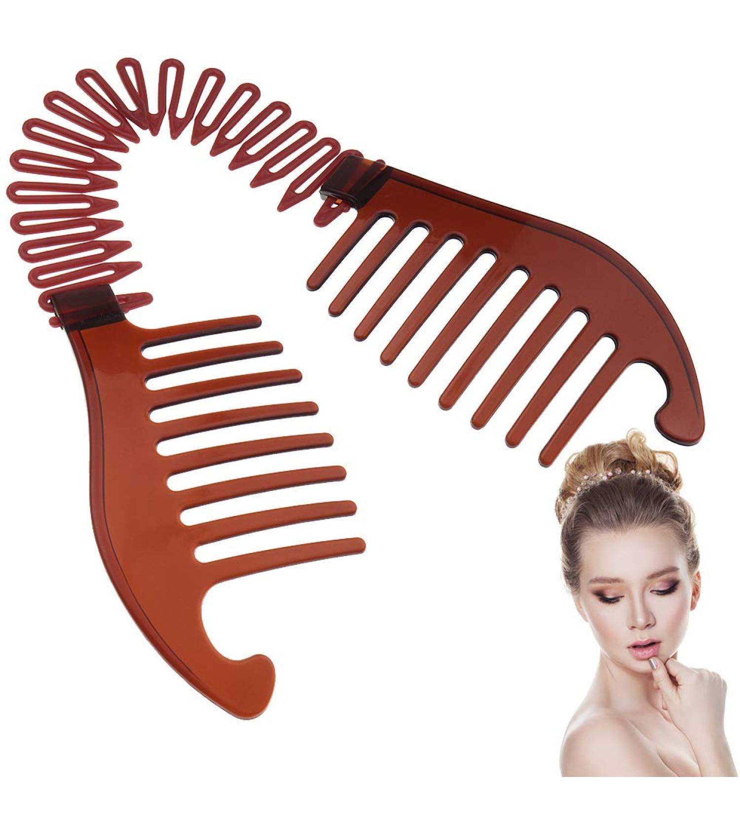 Xiton 1PC Bendable Plastic Hair Comb Ponytailer Hair Styling Tool Modern Banana Clip Interlocking Comb French Side Comb For Women Girls DIY Hair Style(Chocolate) - Buy Online on GoSupps.com