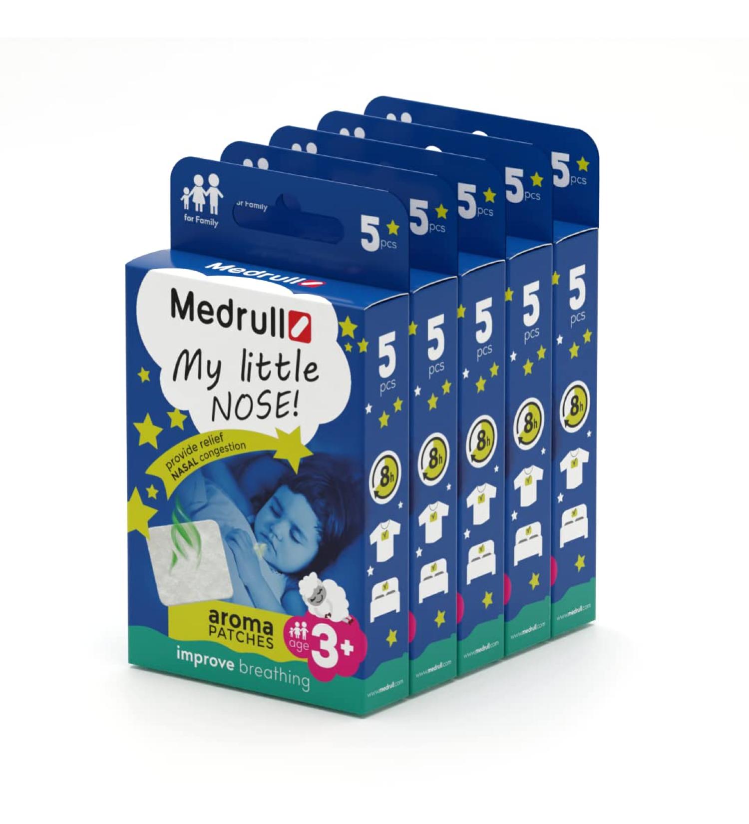 Medrull Aromatic Plaster with Balm - Improve Nasal Breathing & Prevent Colds | Inhalator for Kids & Adults | 5 Boxes (25 Pieces) - Buy Online on GoSupps.com