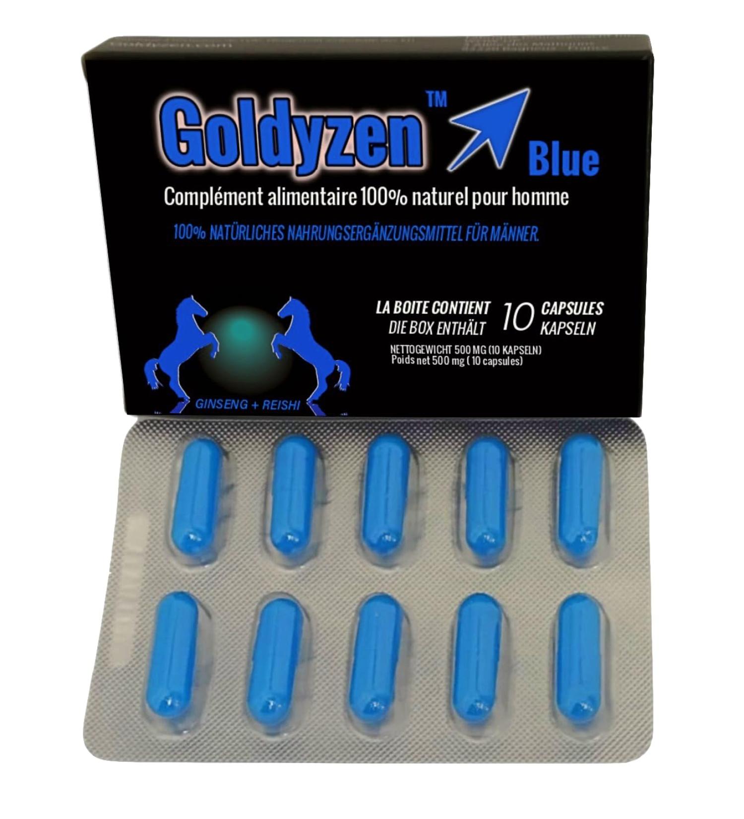 Goldyzen Blue - Compl ments alimentaires base de plantes pour hommes Au complexe Ginseng & Reishi - Blister de 10 g lules