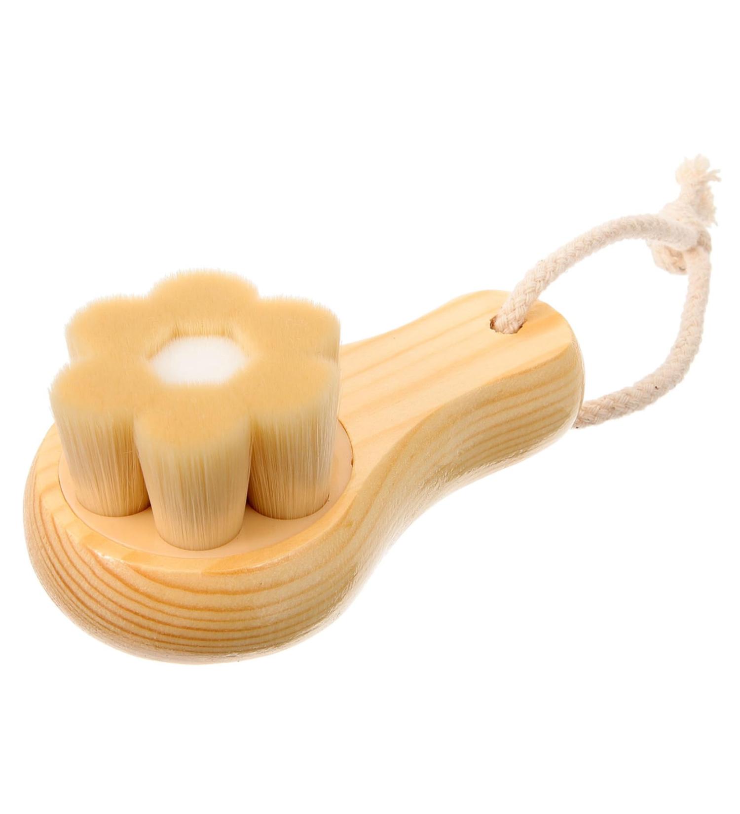 Facial Cleansing Brush with Wooden Handle Exfoliate & Cleanse with Artificial Fiber Brush | International Shipping Available - Buy Online on GoSupps.com