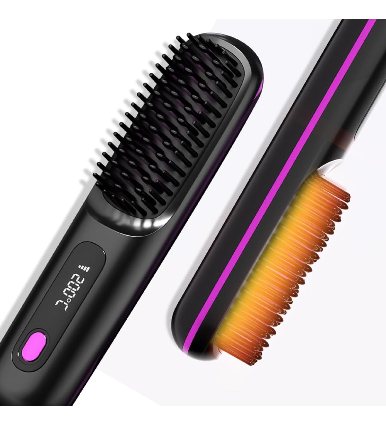 Portable Cordless Hair Straightener Brush with LED Display | Mini Ionic Straightener & Accessories for Travel - Buy Online on GoSupps.com