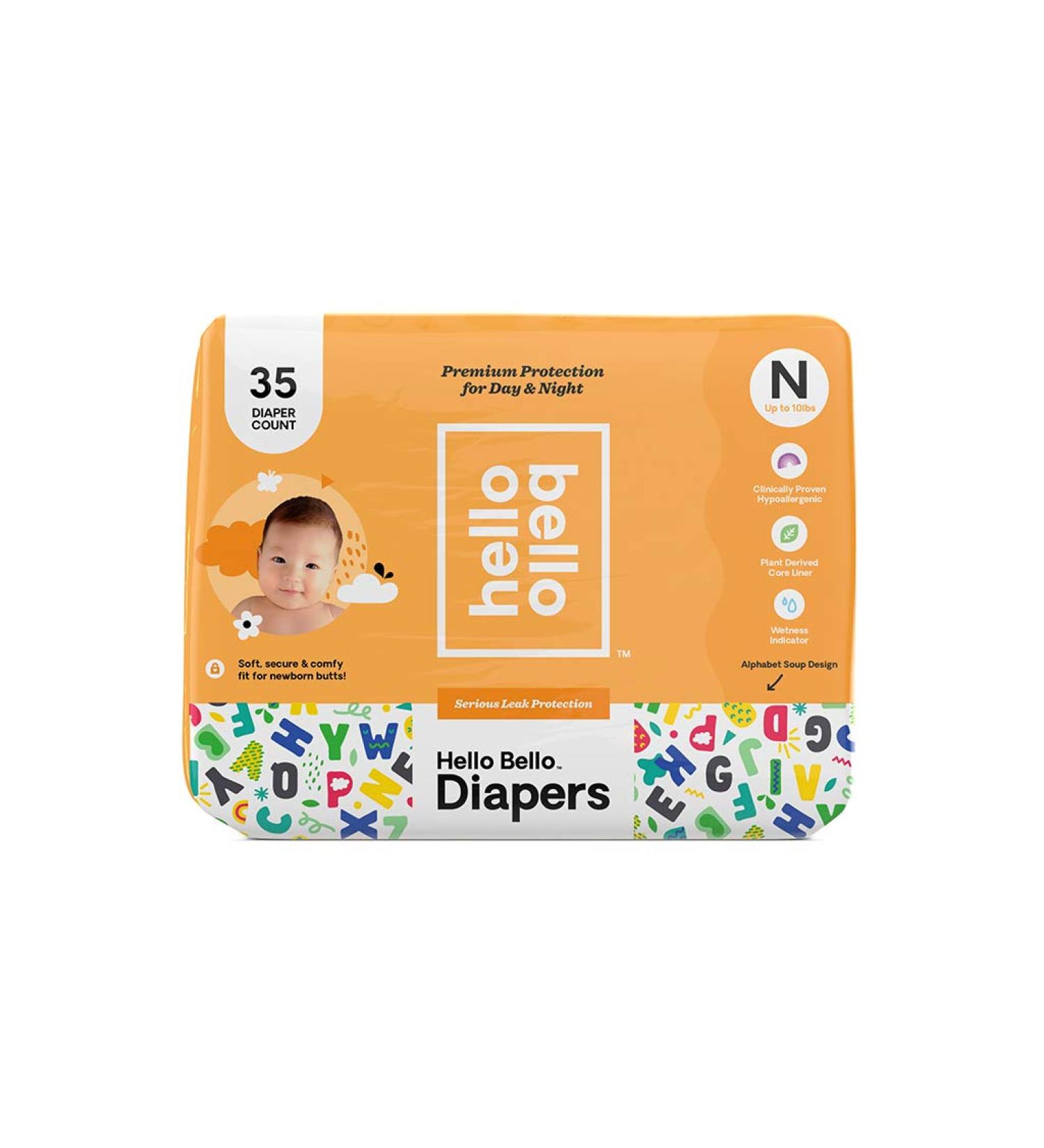 Hello Bello Newborn Diapers, 35 Count - Alphabet Soup Design | Eco-Friendly & Soft - Buy Online on GoSupps.com
