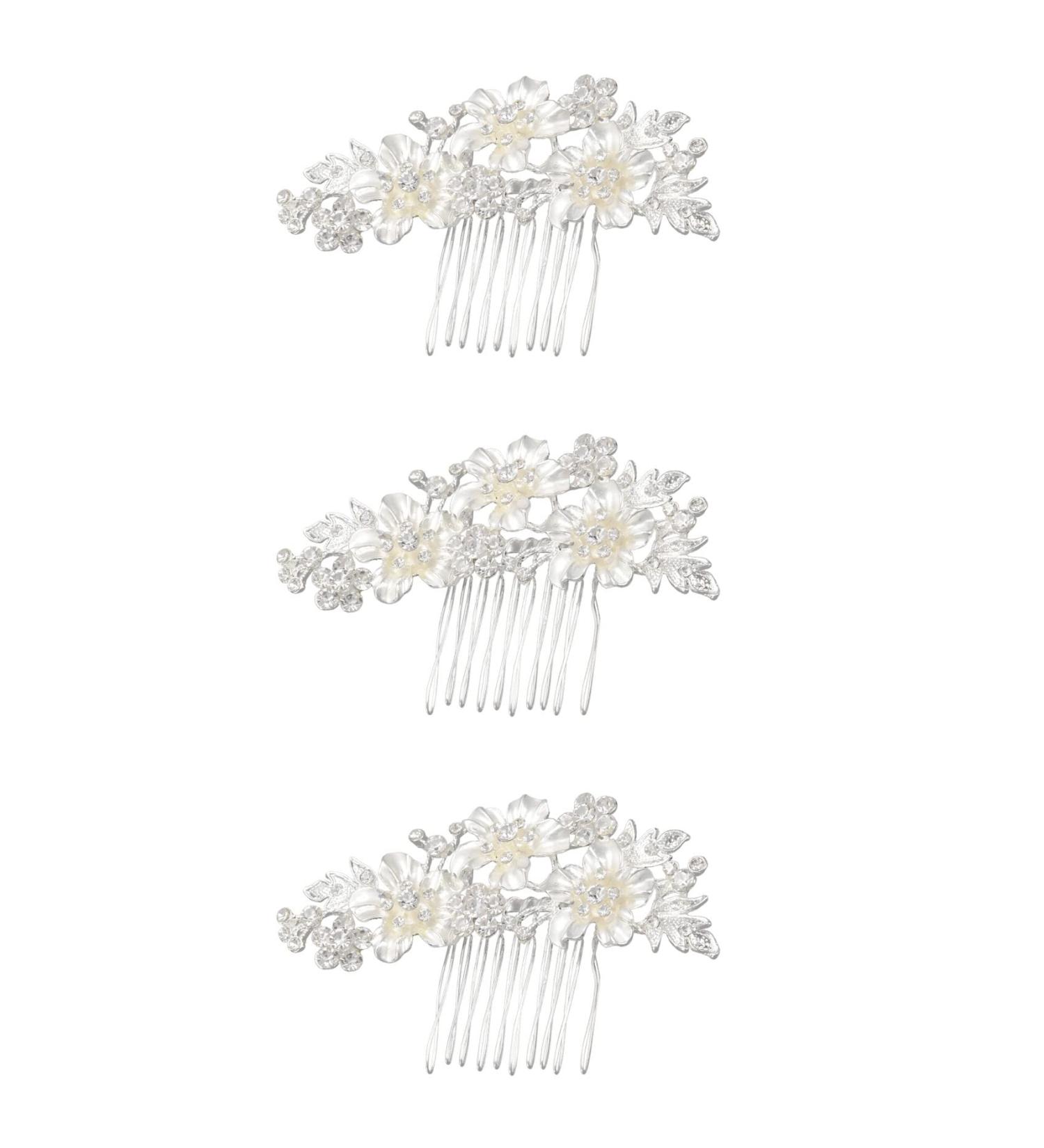 3X Wedding Bridal Hair Combs Vintage Imitation Crystal Hairpins Prom Jewelry Gold Silver Flower Pattern Hair Pins - Buy Online on GoSupps.com