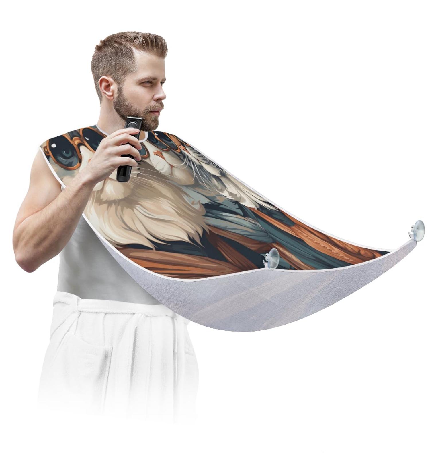 Cool Cat Beard Bib Apron - Effective Beard Hair Catcher for Men | Perfect Father's Day Anniversary & Christmas Gift with 2 Suction Cups - Buy Online on GoSupps.com